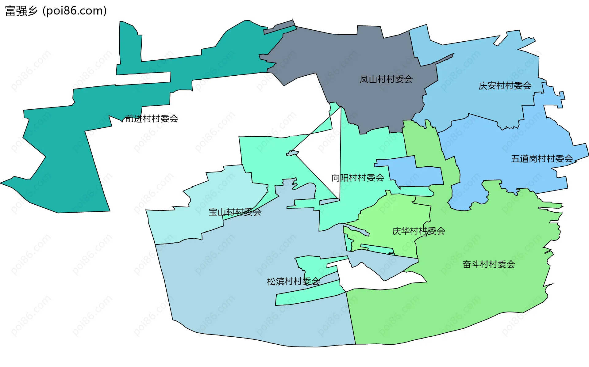 富强乡边界地图(五级行政区划)