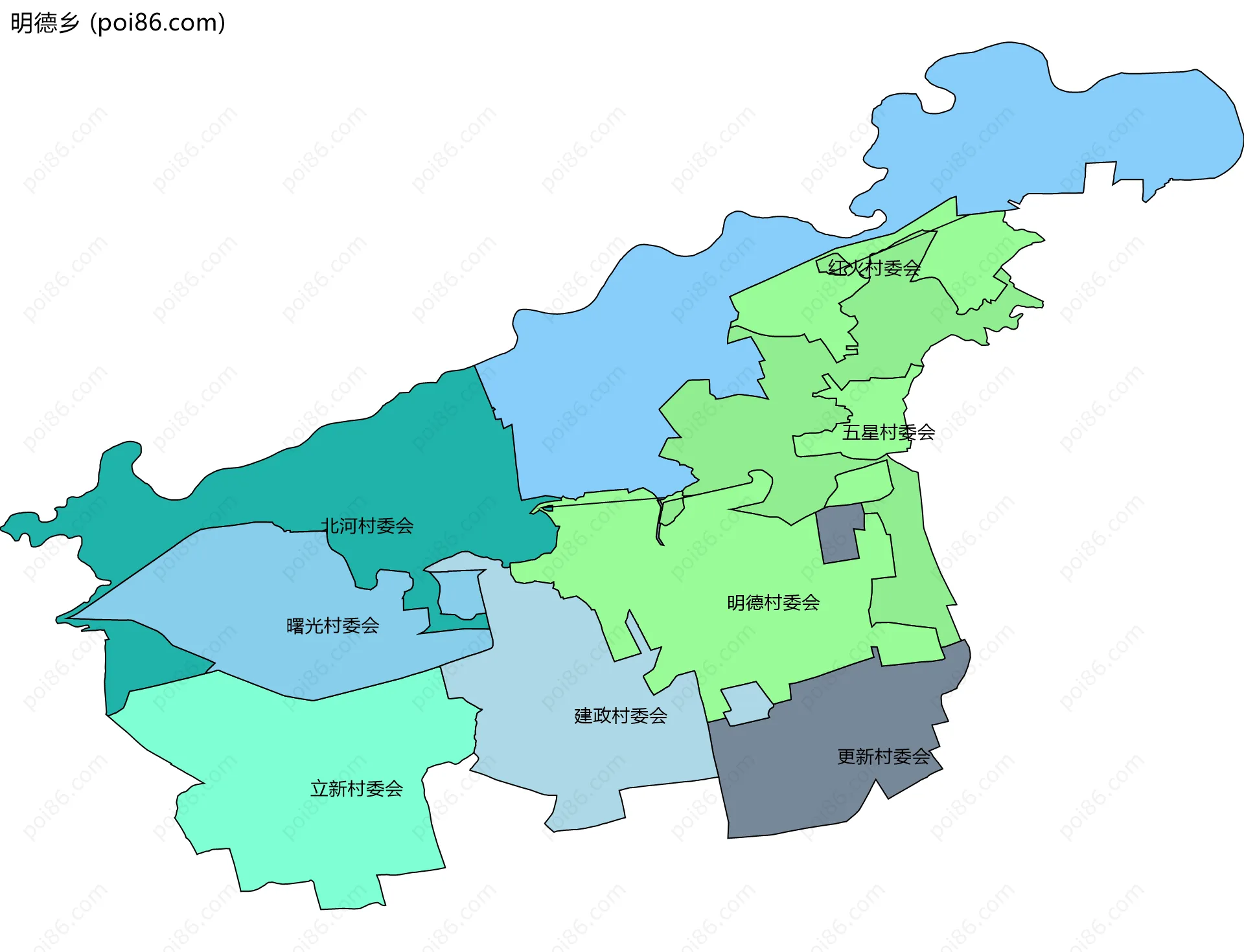 明德乡边界地图(五级行政区划)
