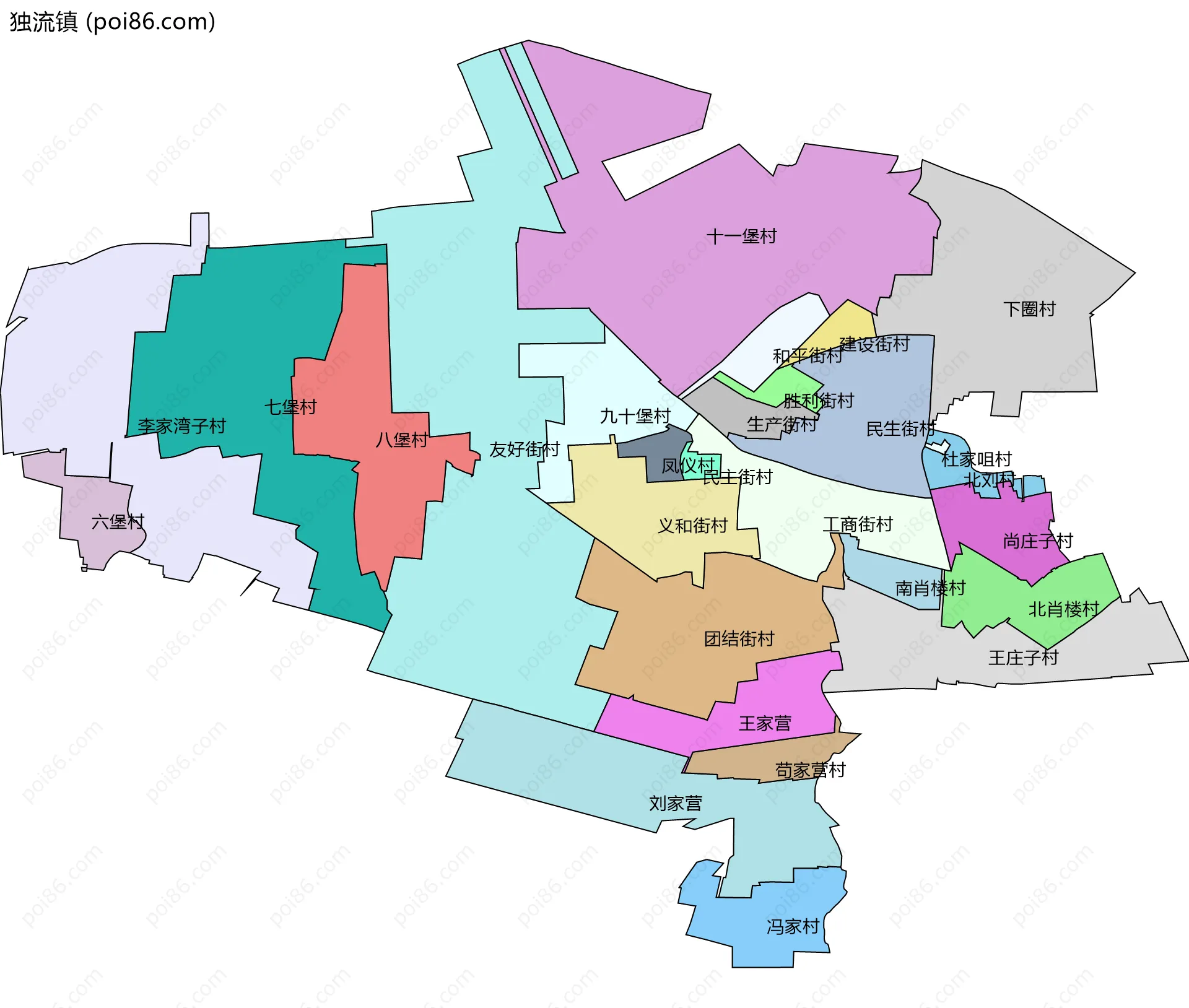 独流镇边界地图(五级行政区划)