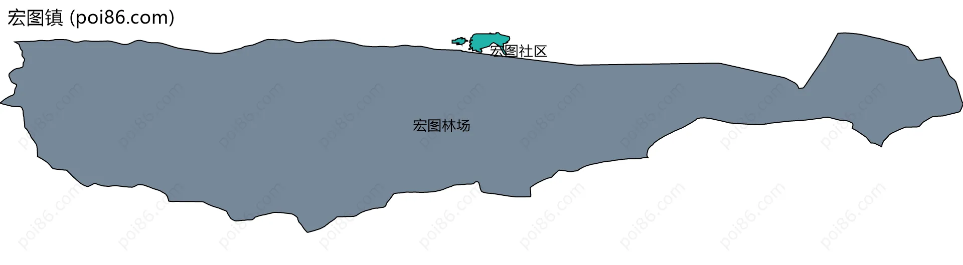 宏图镇边界地图(五级行政区划)