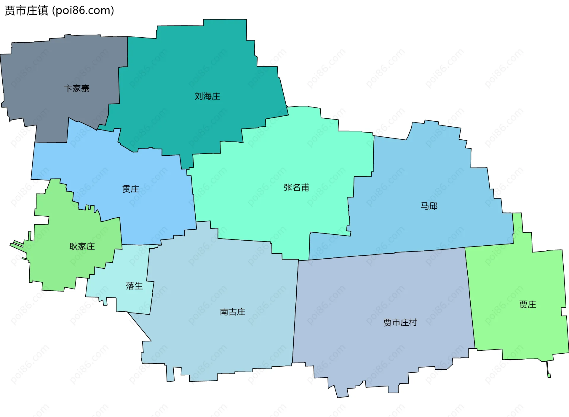 贾市庄镇边界地图(五级行政区划)
