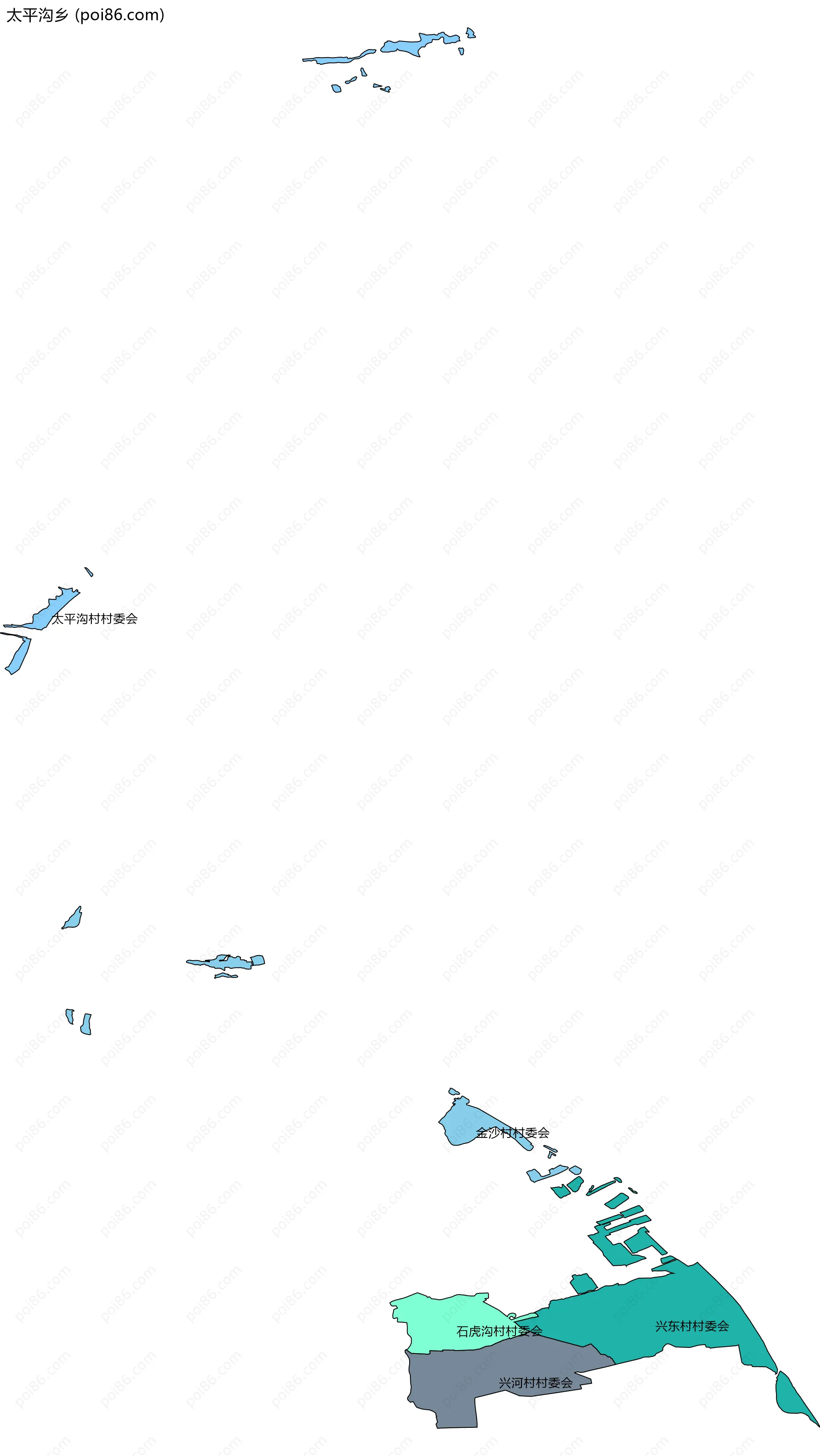 太平沟乡边界地图(五级行政区划)