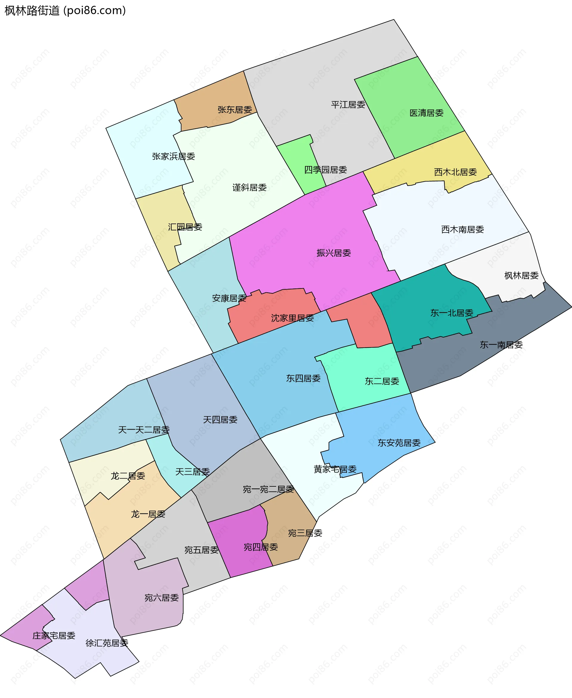 枫林路街道边界地图(五级行政区划)