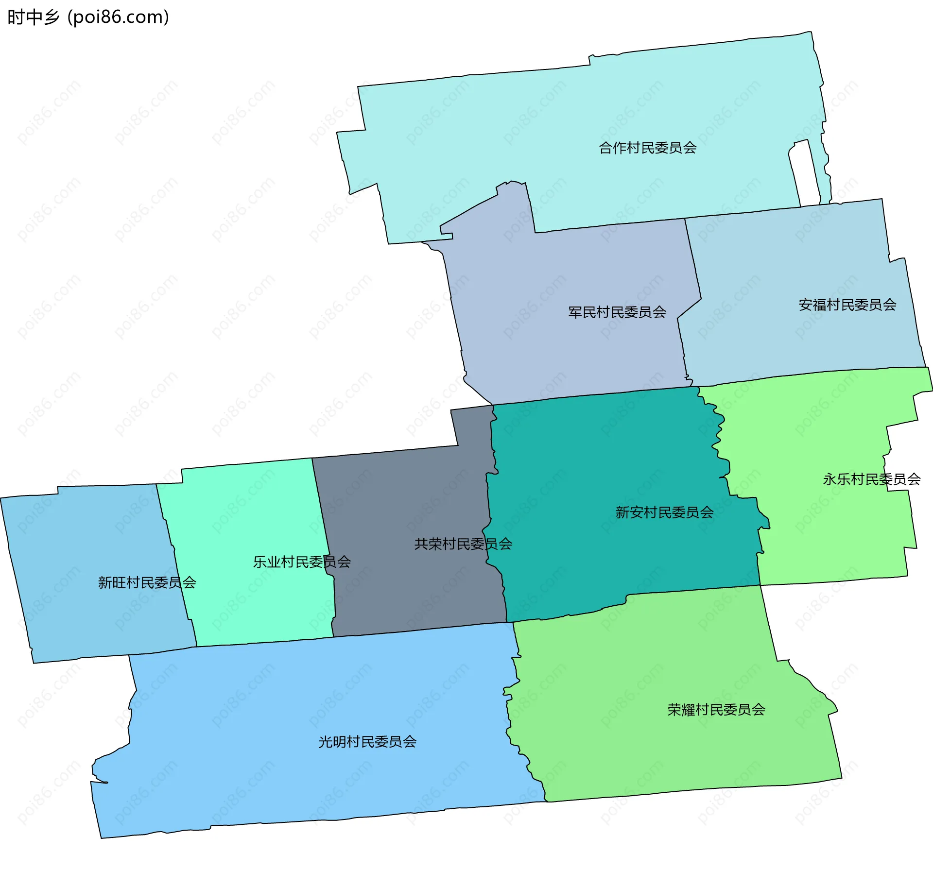 时中乡边界地图(五级行政区划)