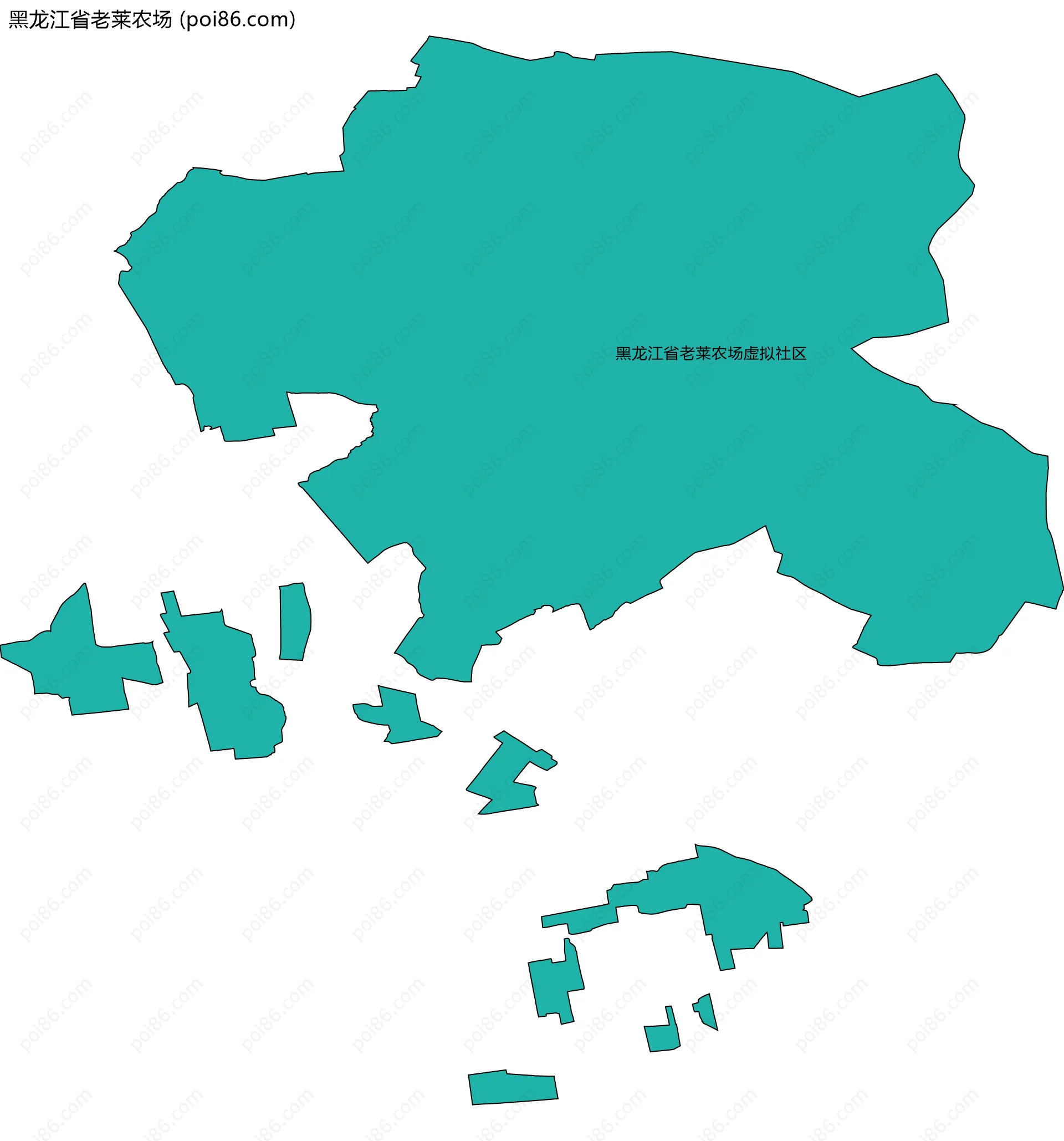 黑龙江省老莱农场边界地图(五级行政区划)