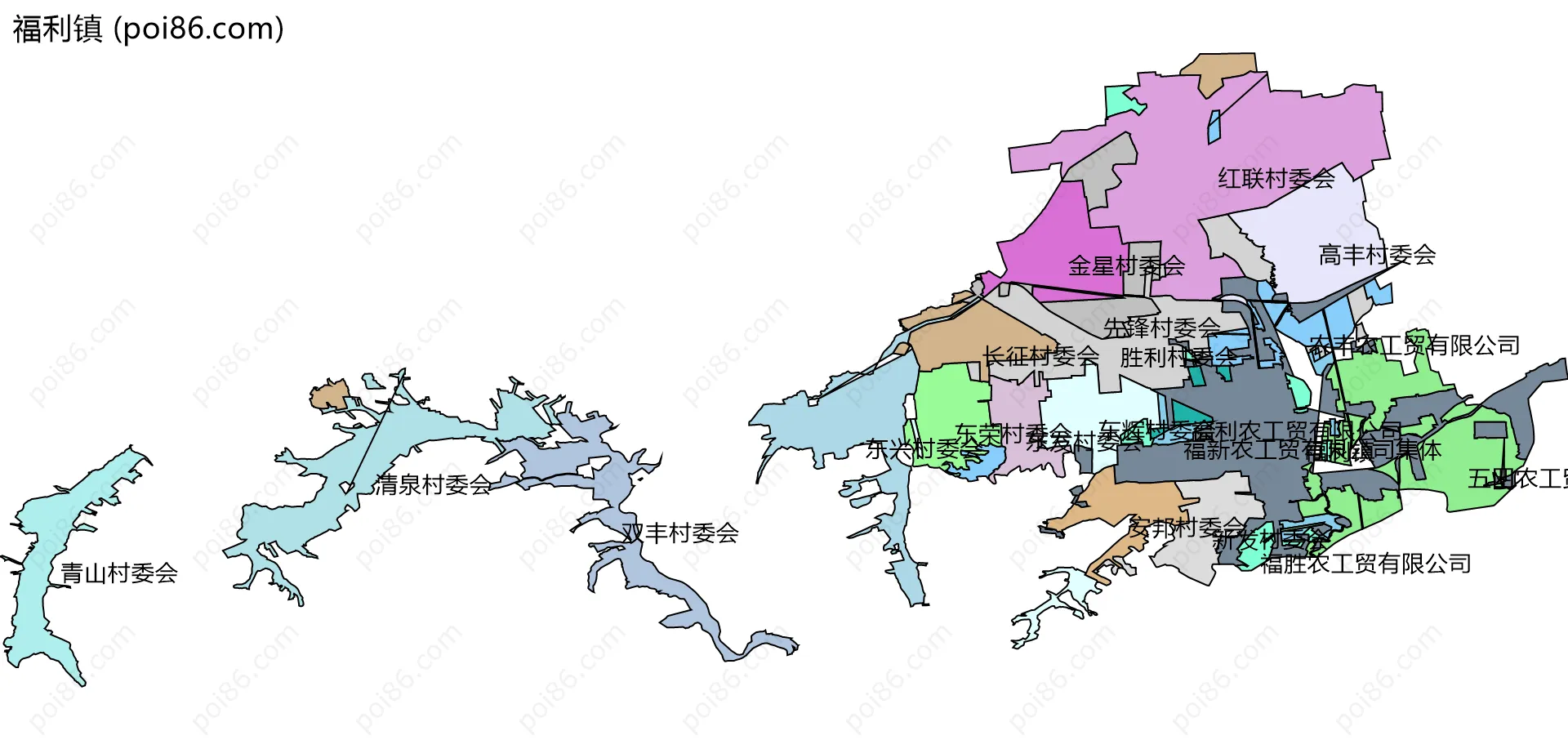 福利镇边界地图(五级行政区划)