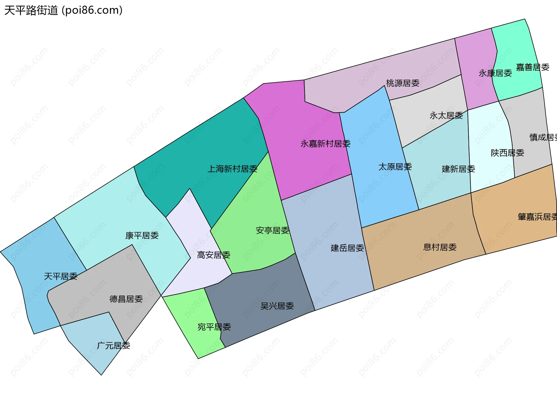 天平路街道边界地图(五级行政区划)