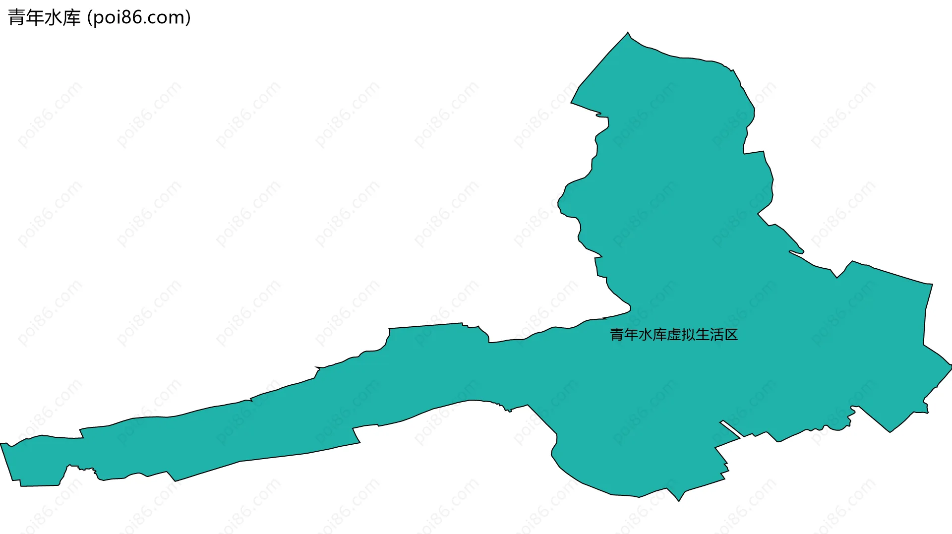 青年水库边界地图(五级行政区划)