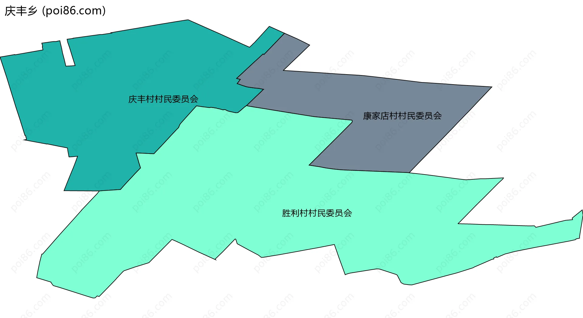 庆丰乡边界地图(五级行政区划)
