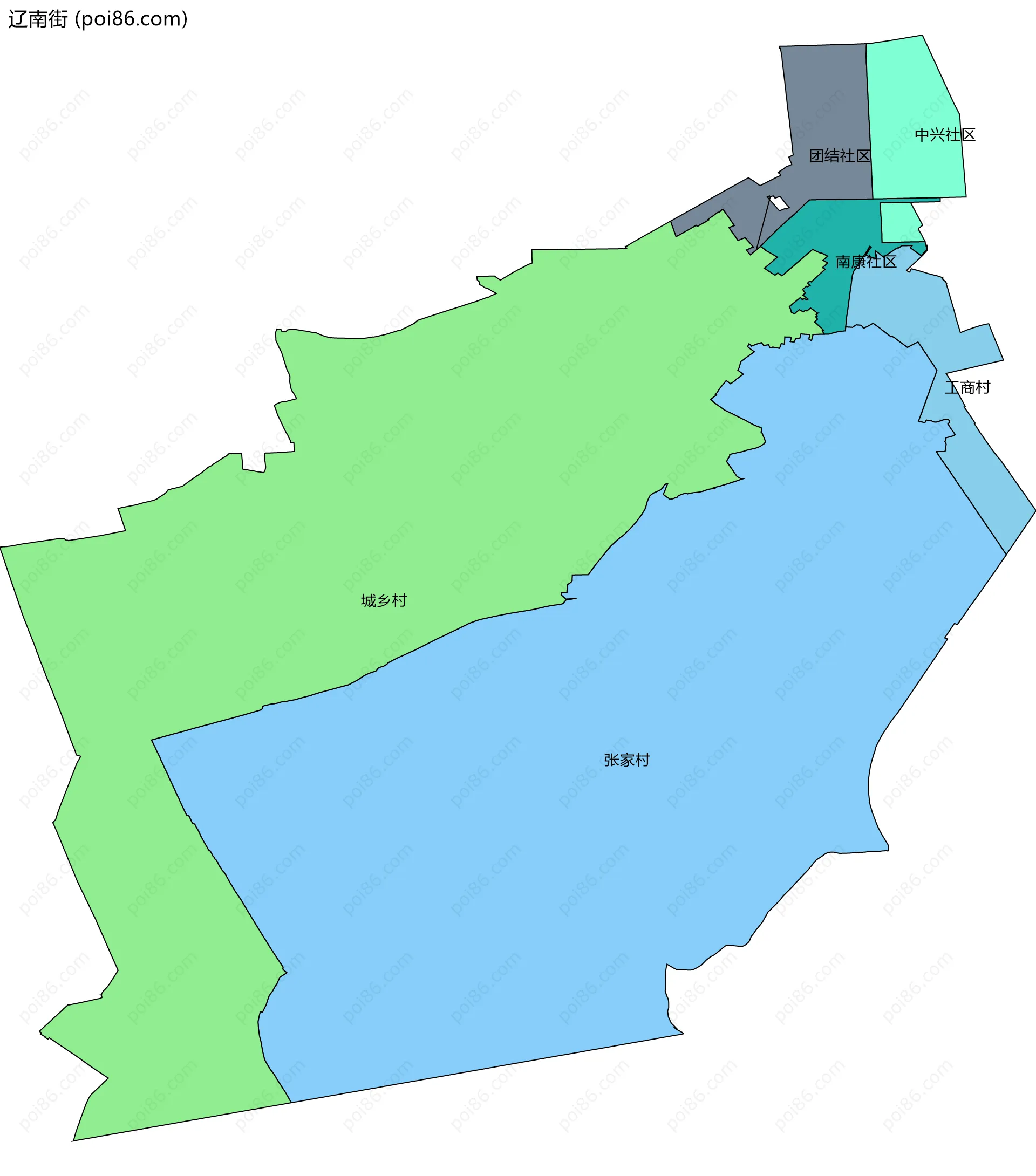 辽南街边界地图(五级行政区划)