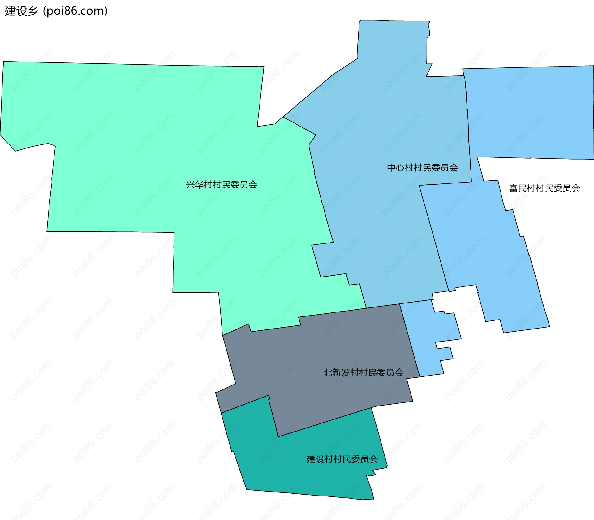 建设乡边界地图(五级行政区划)