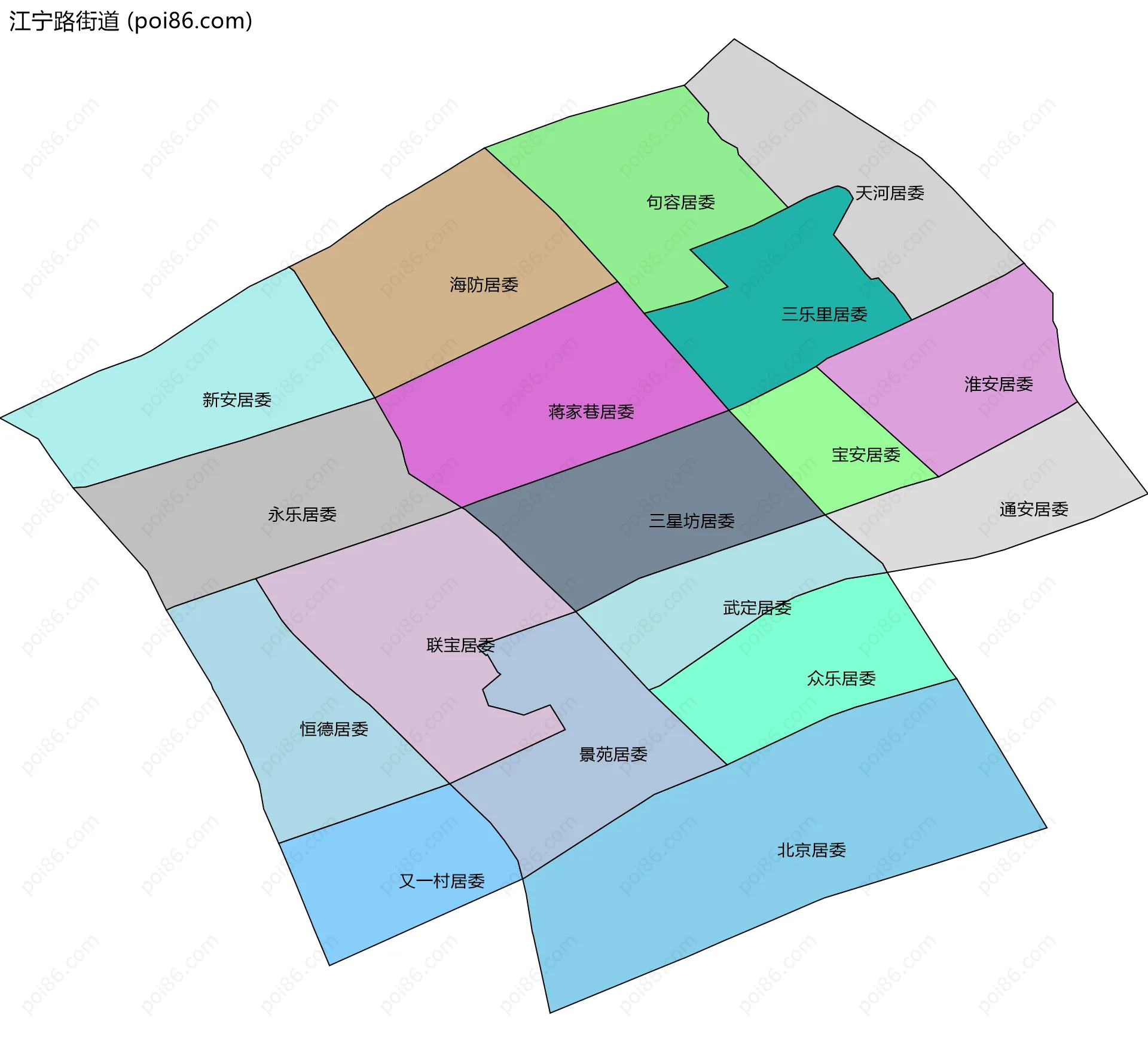 江宁路街道边界地图(五级行政区划)