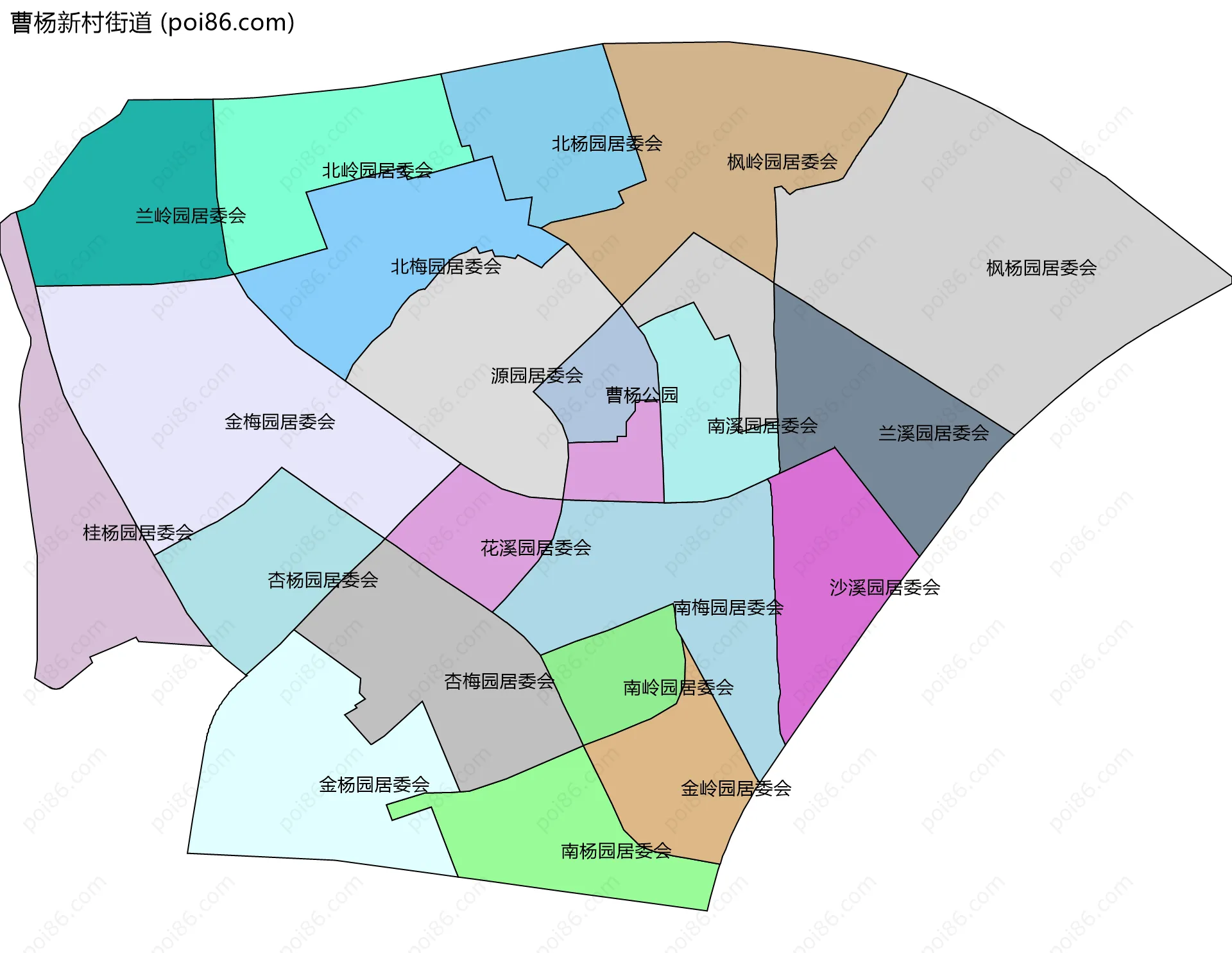 曹杨新村街道边界地图(五级行政区划)