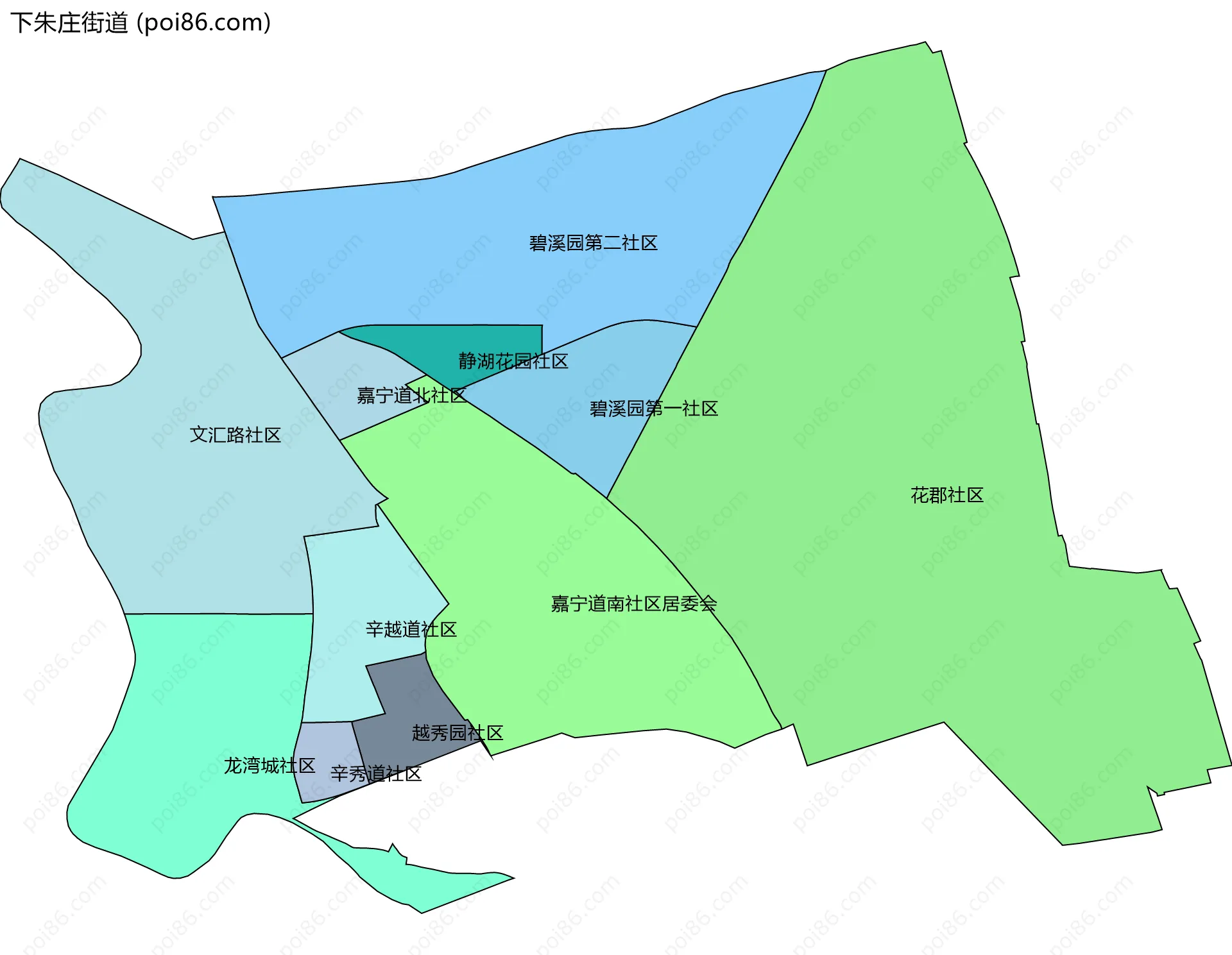 下朱庄街道边界地图(五级行政区划)