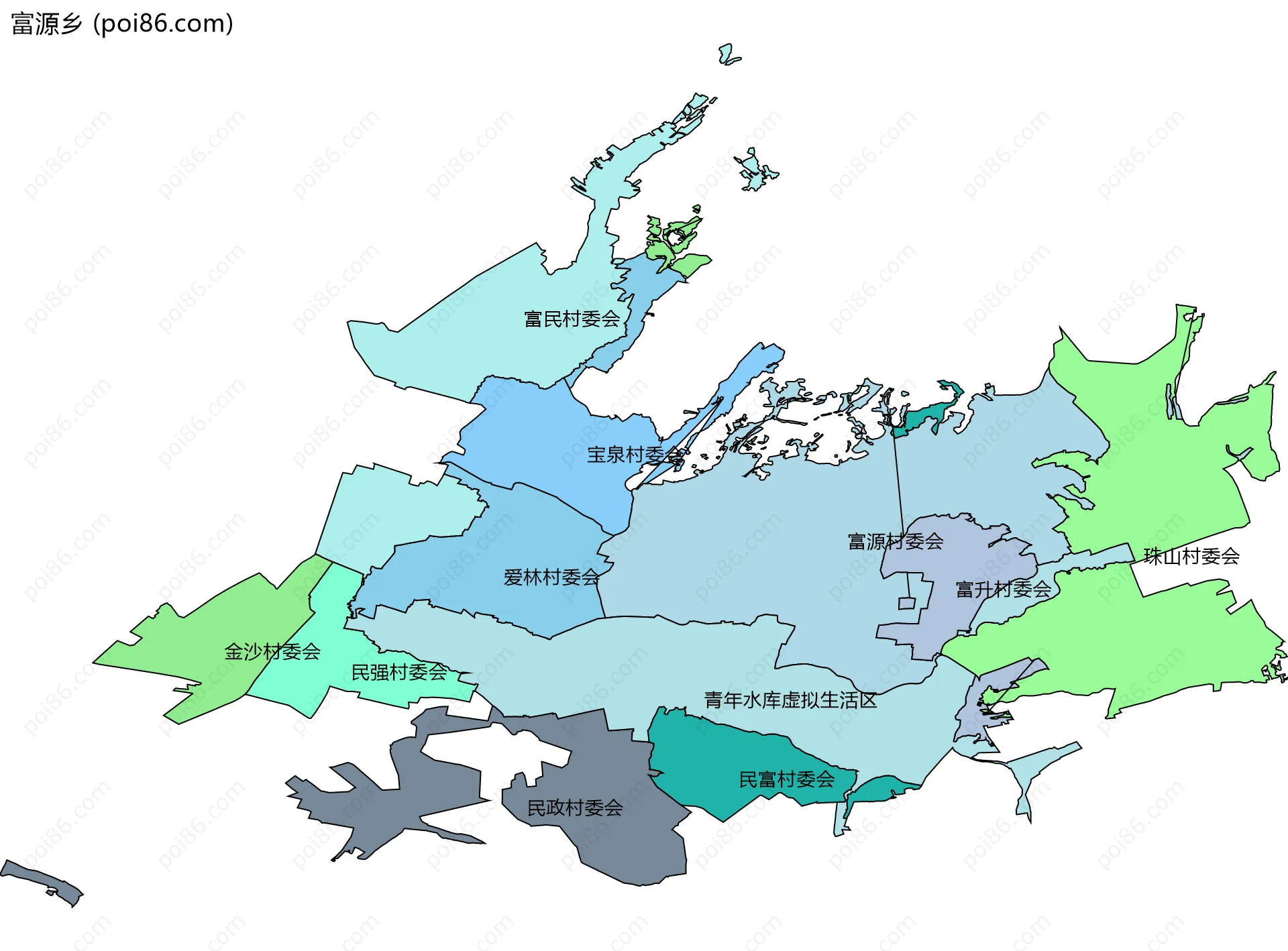 富源乡边界地图(五级行政区划)