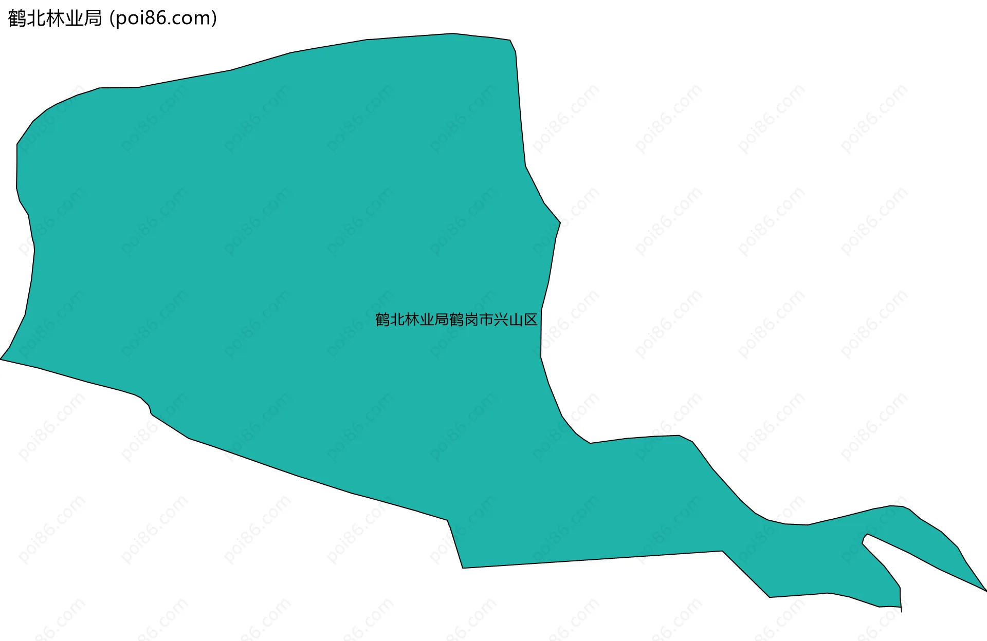 鹤北林业局边界地图(五级行政区划)