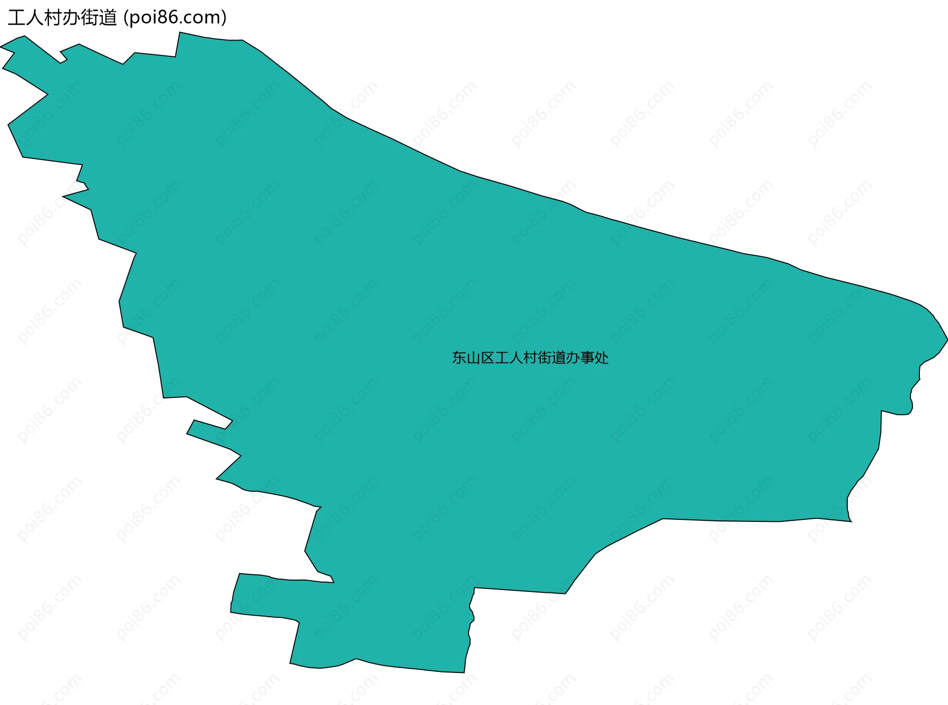工人村办街道边界地图(五级行政区划)