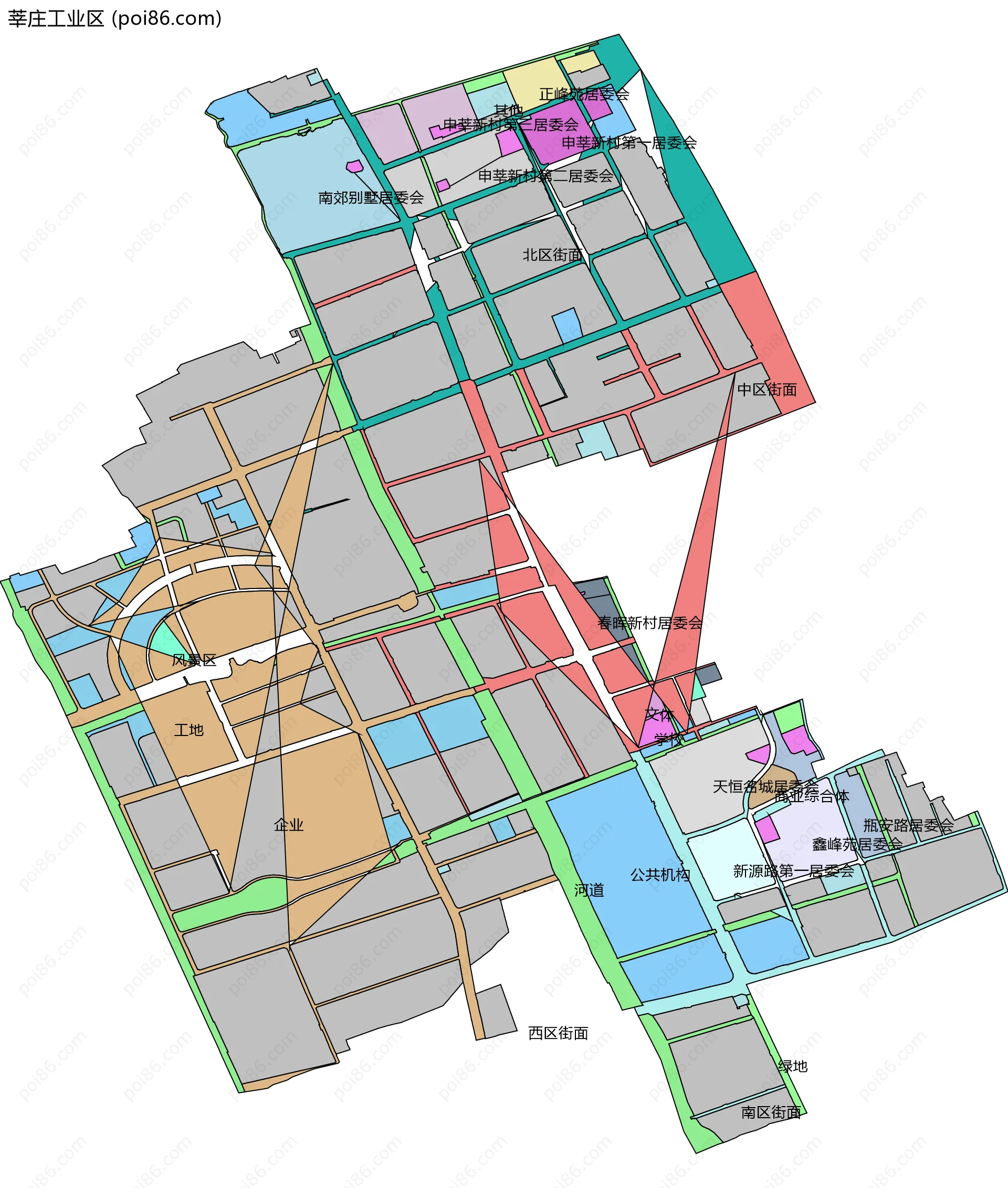 莘庄工业区边界地图(五级行政区划)