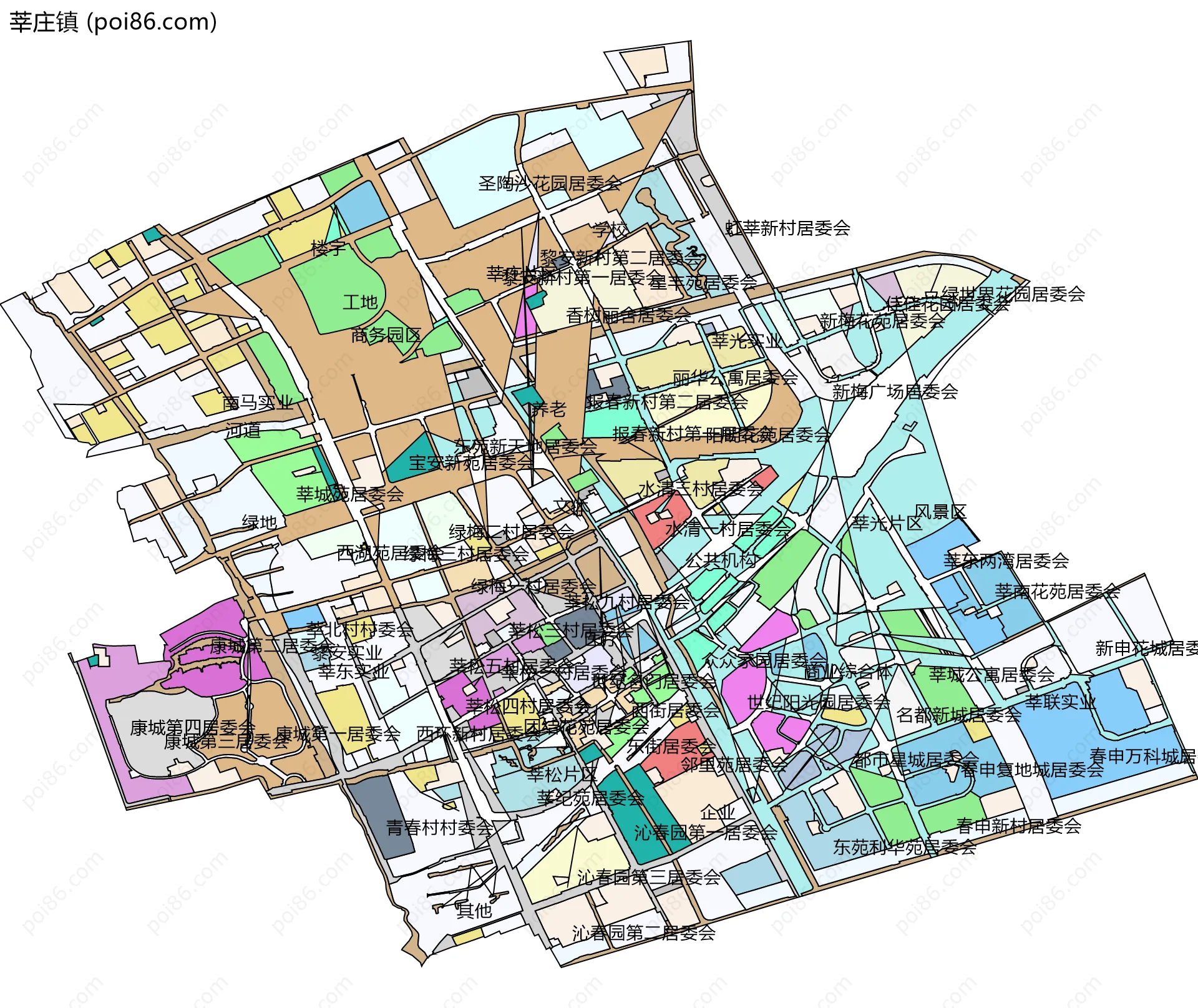 莘庄镇边界地图(五级行政区划)