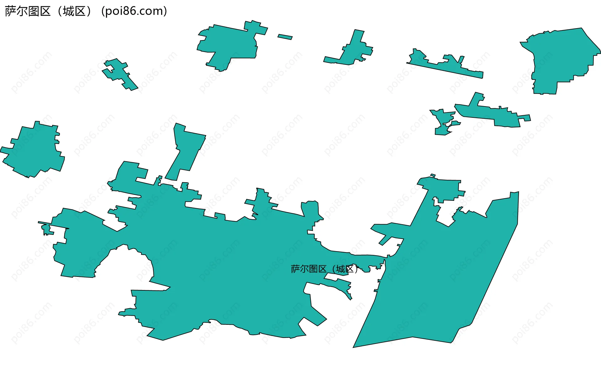 萨尔图区（城区）边界地图