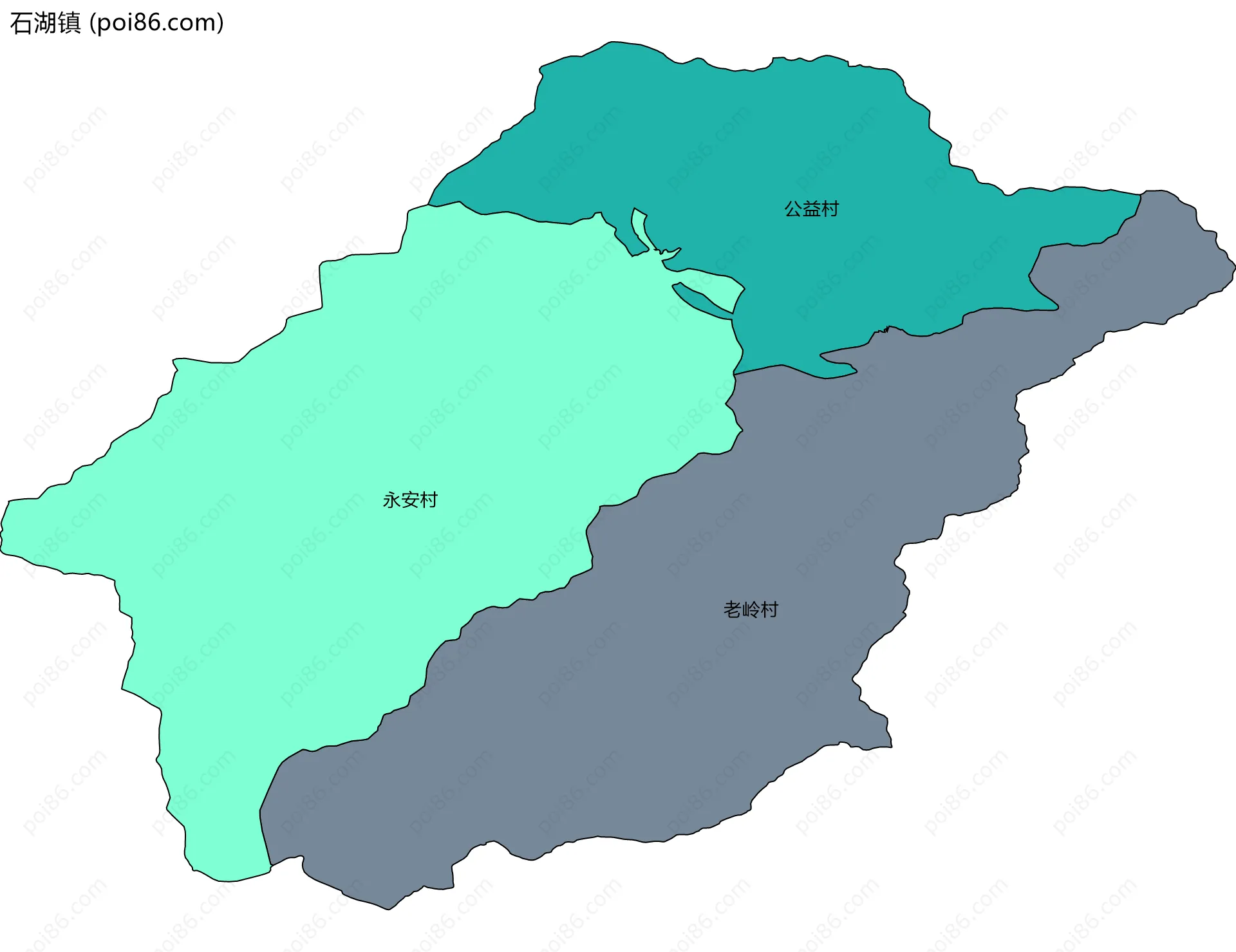 石湖镇边界地图(五级行政区划)