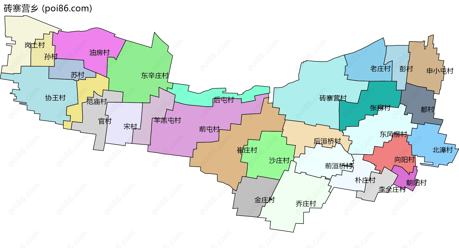 砖寨营乡边界地图(五级行政区划)