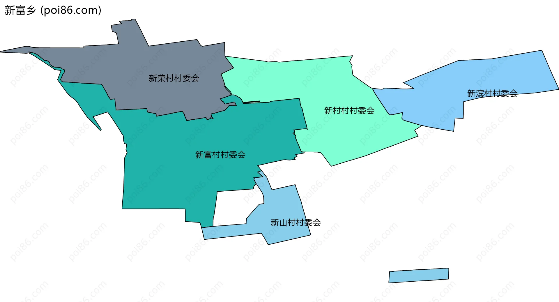 新富乡边界地图(五级行政区划)