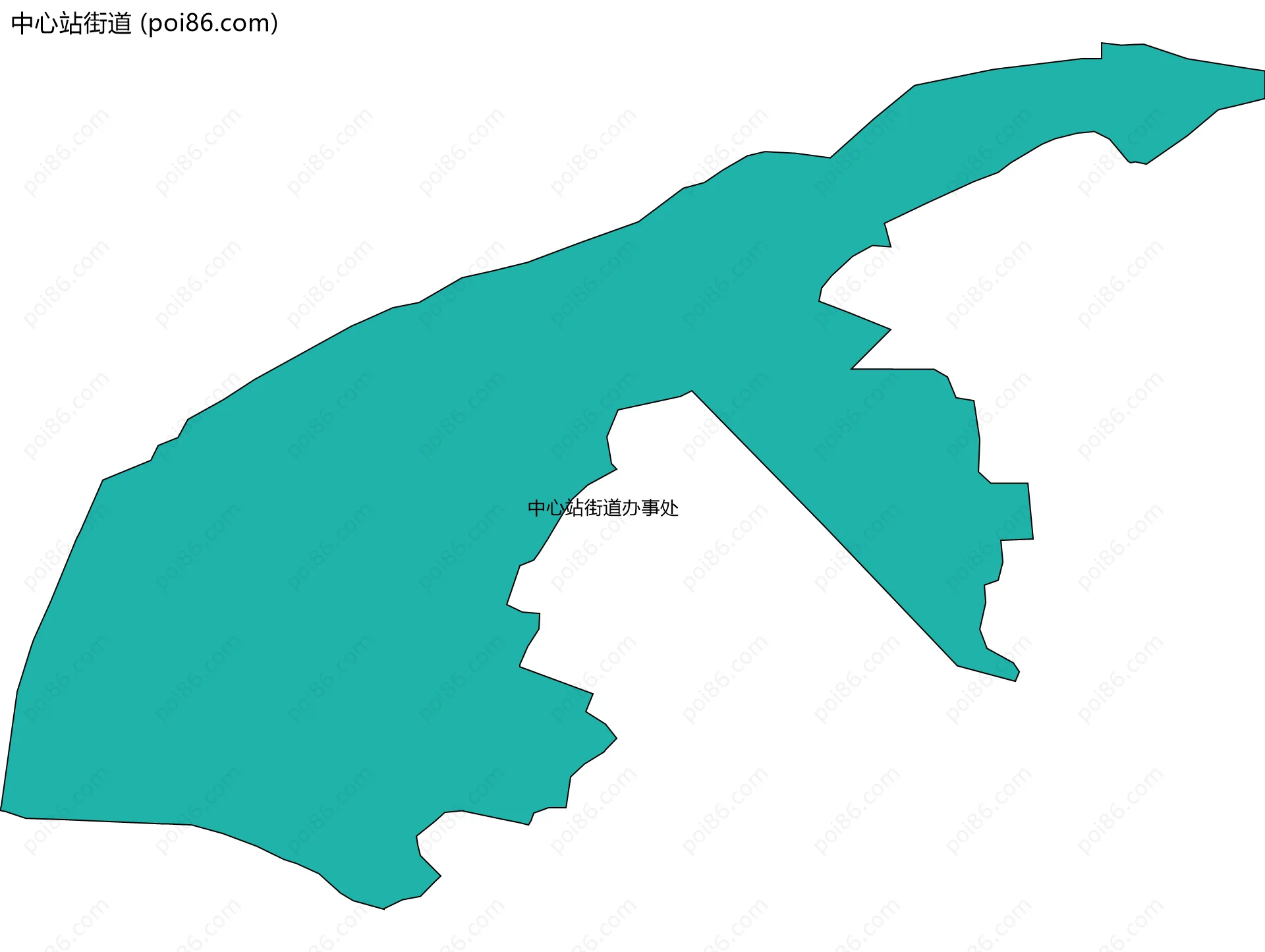 中心站街道边界地图(五级行政区划)