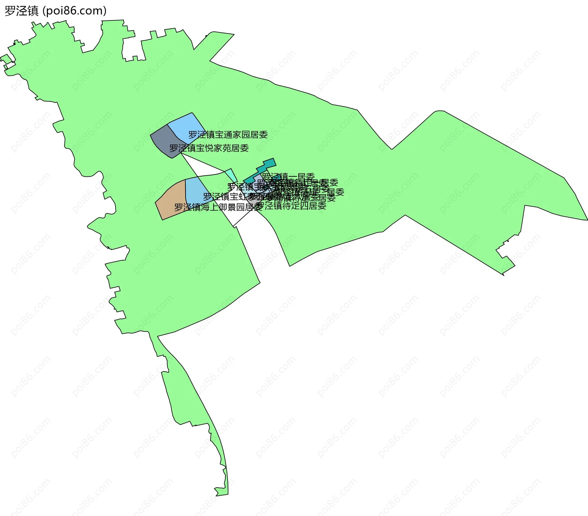 罗泾镇边界地图(五级行政区划)
