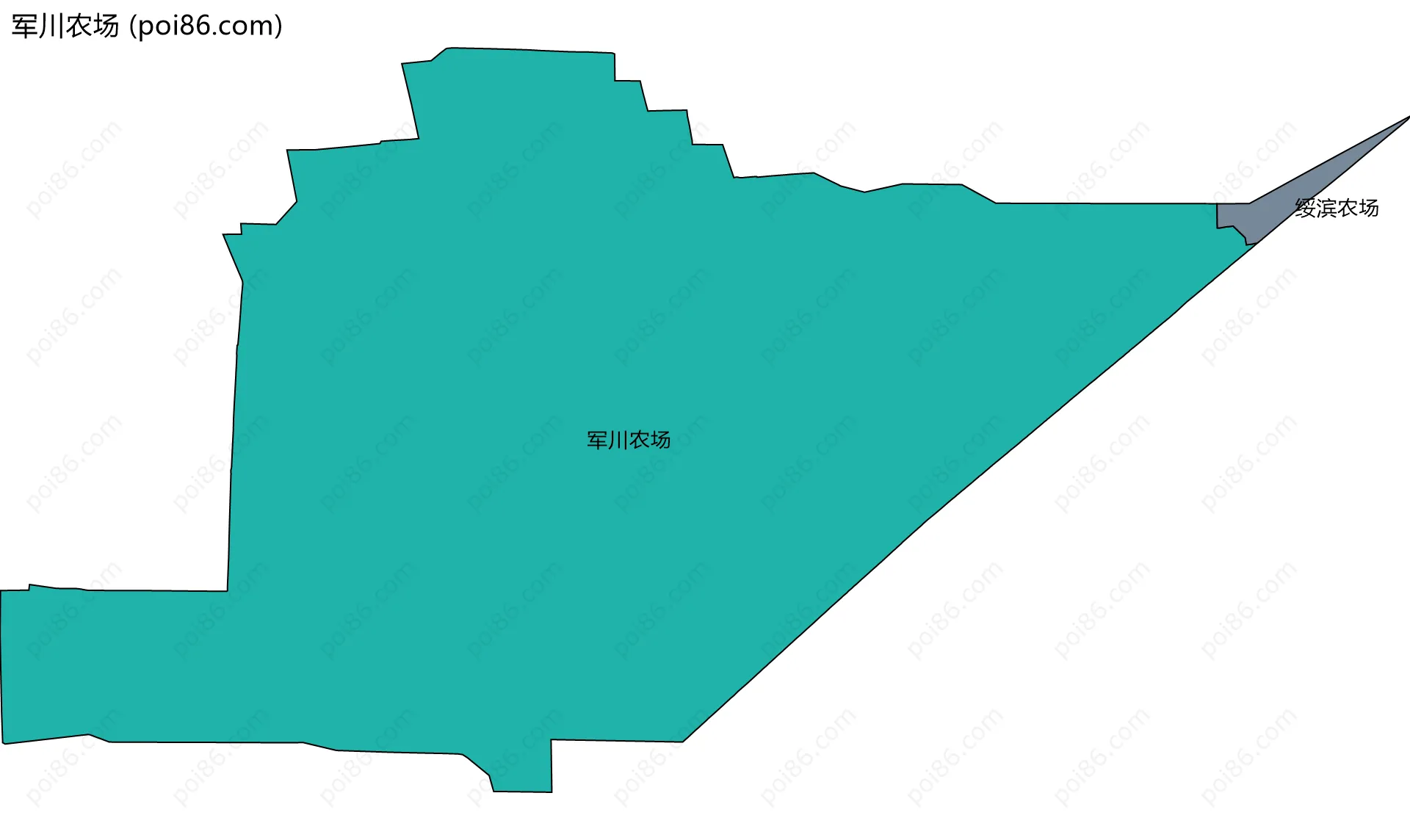军川农场边界地图(五级行政区划)