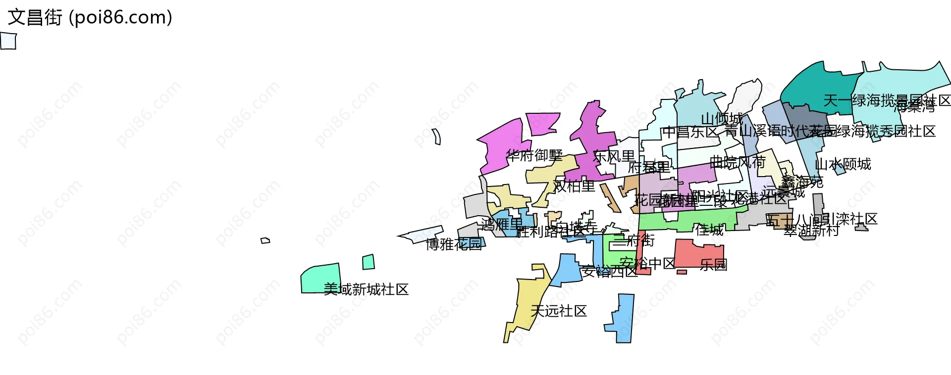文昌街边界地图(五级行政区划)