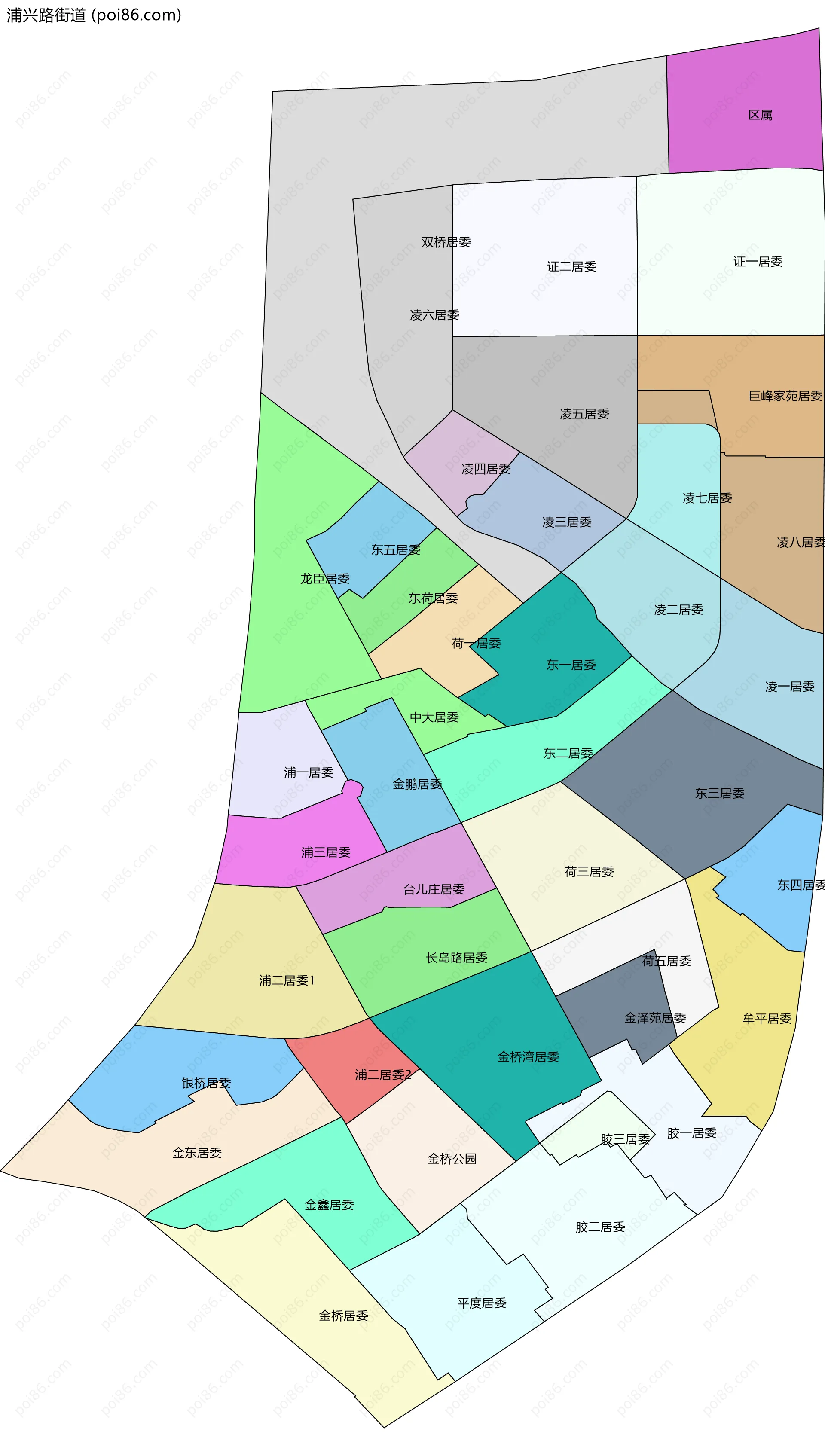 浦兴路街道边界地图(五级行政区划)