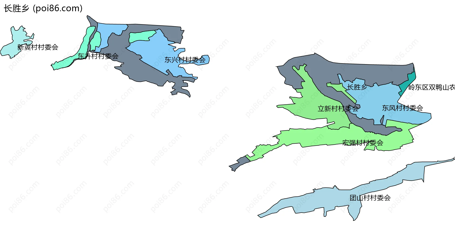 长胜乡边界地图(五级行政区划)