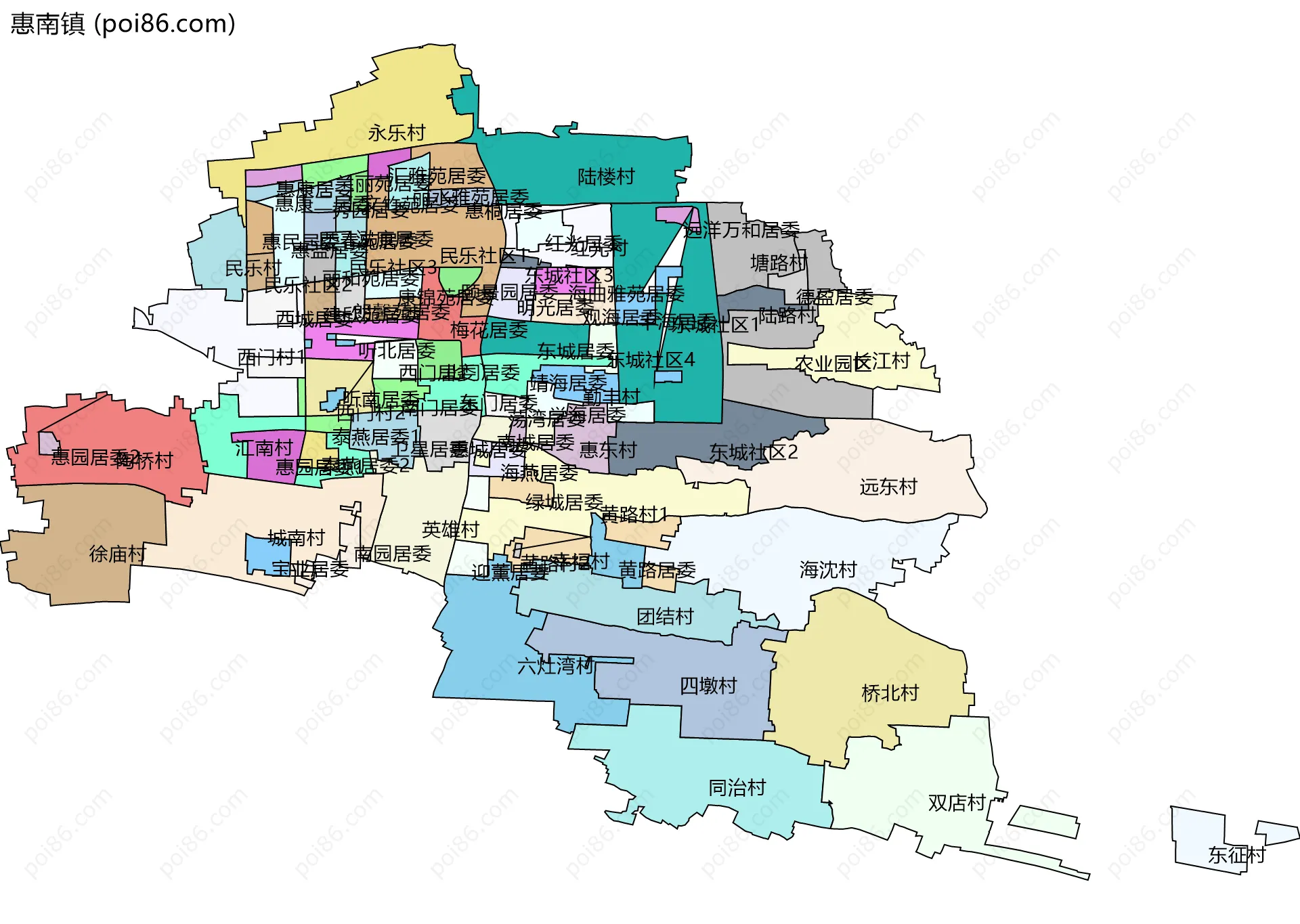 惠南镇边界地图(五级行政区划)
