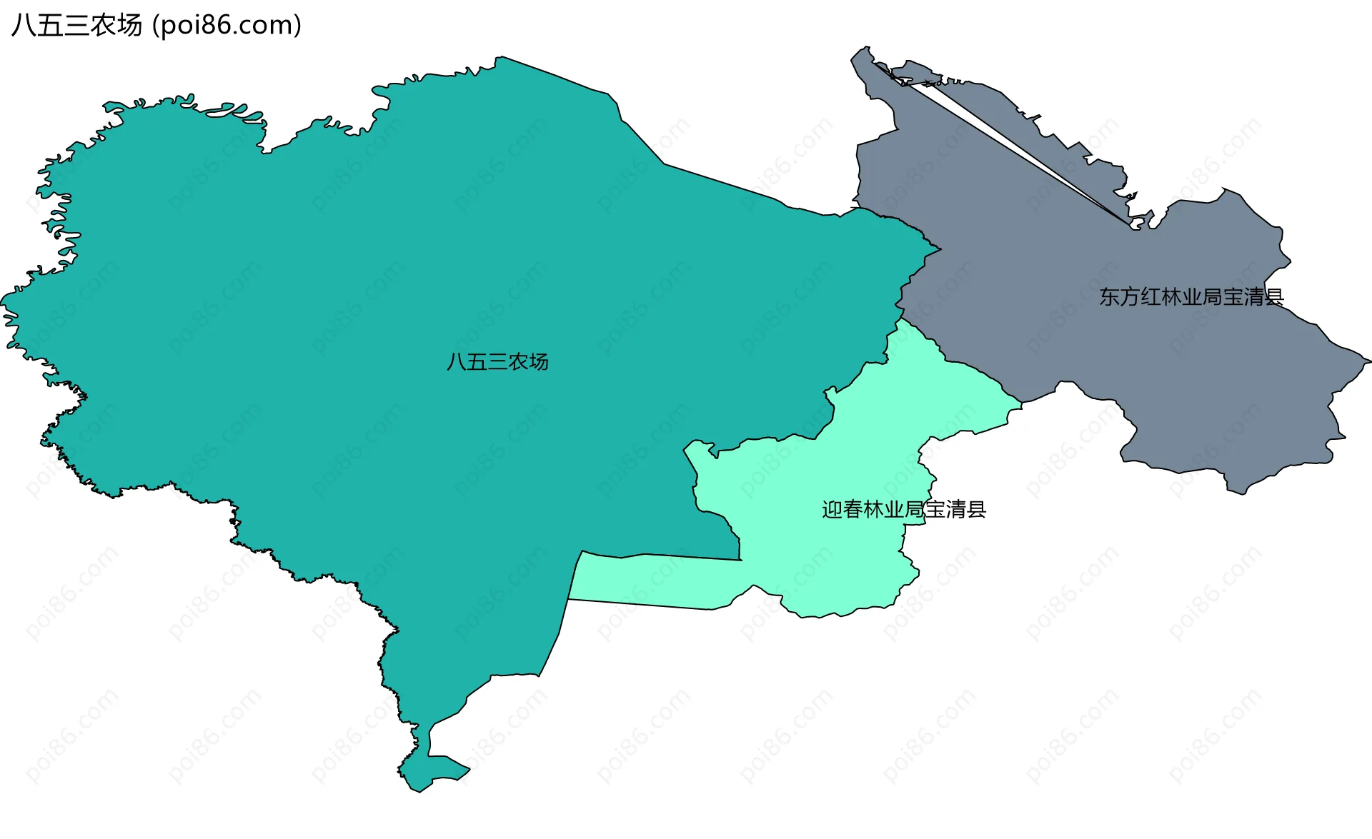 八五三农场边界地图(五级行政区划)