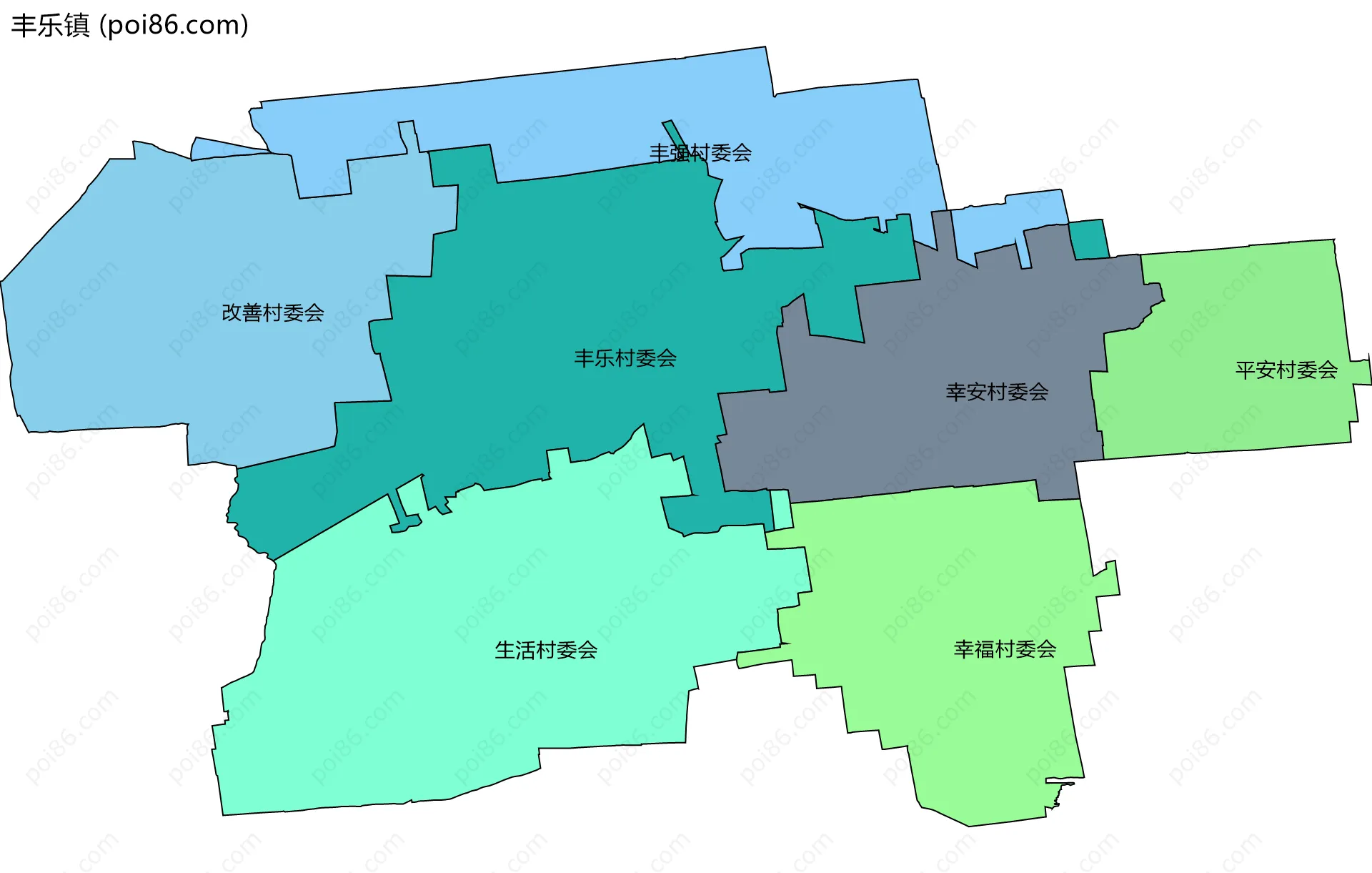 丰乐镇边界地图(五级行政区划)