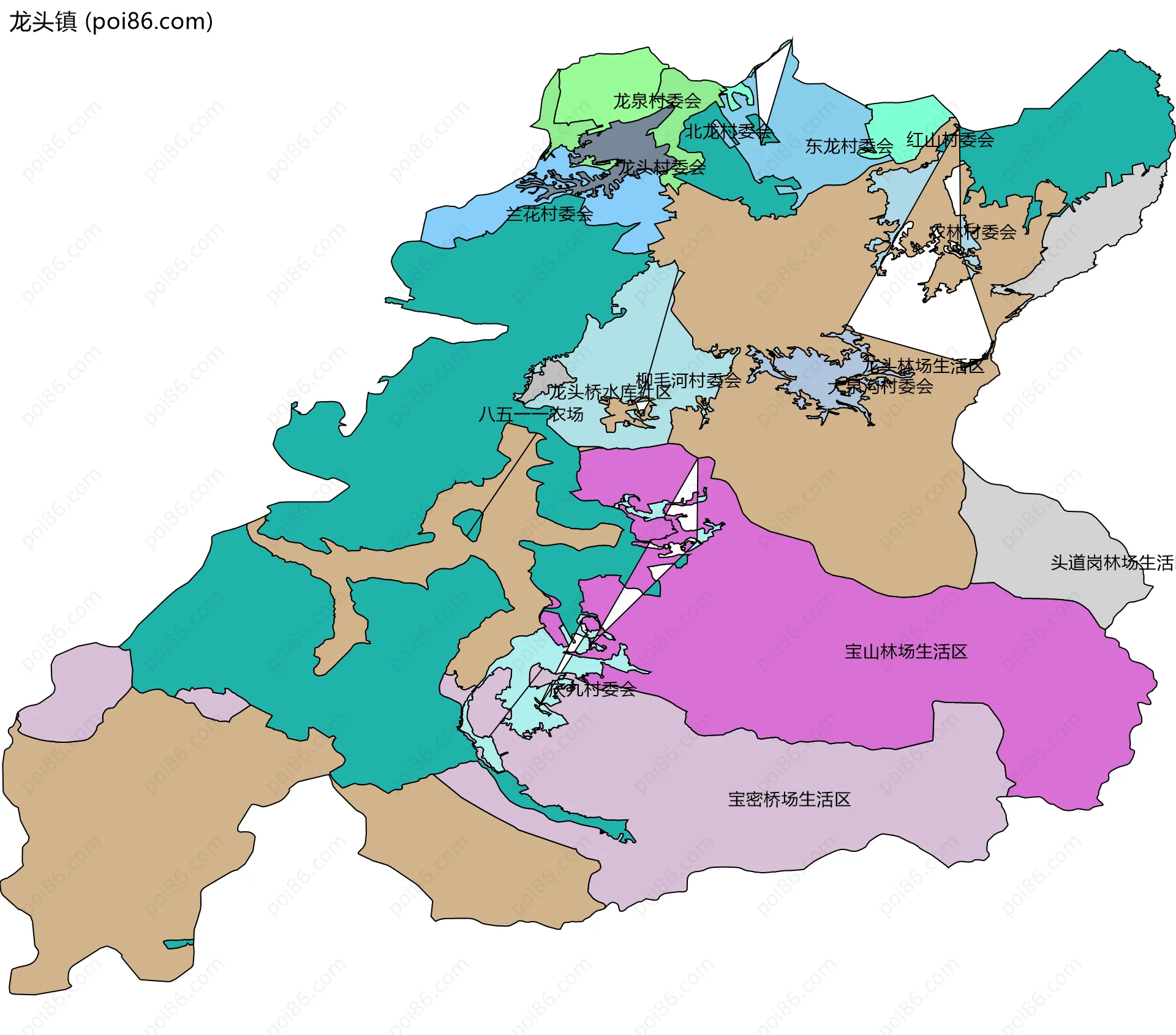 龙头镇边界地图(五级行政区划)