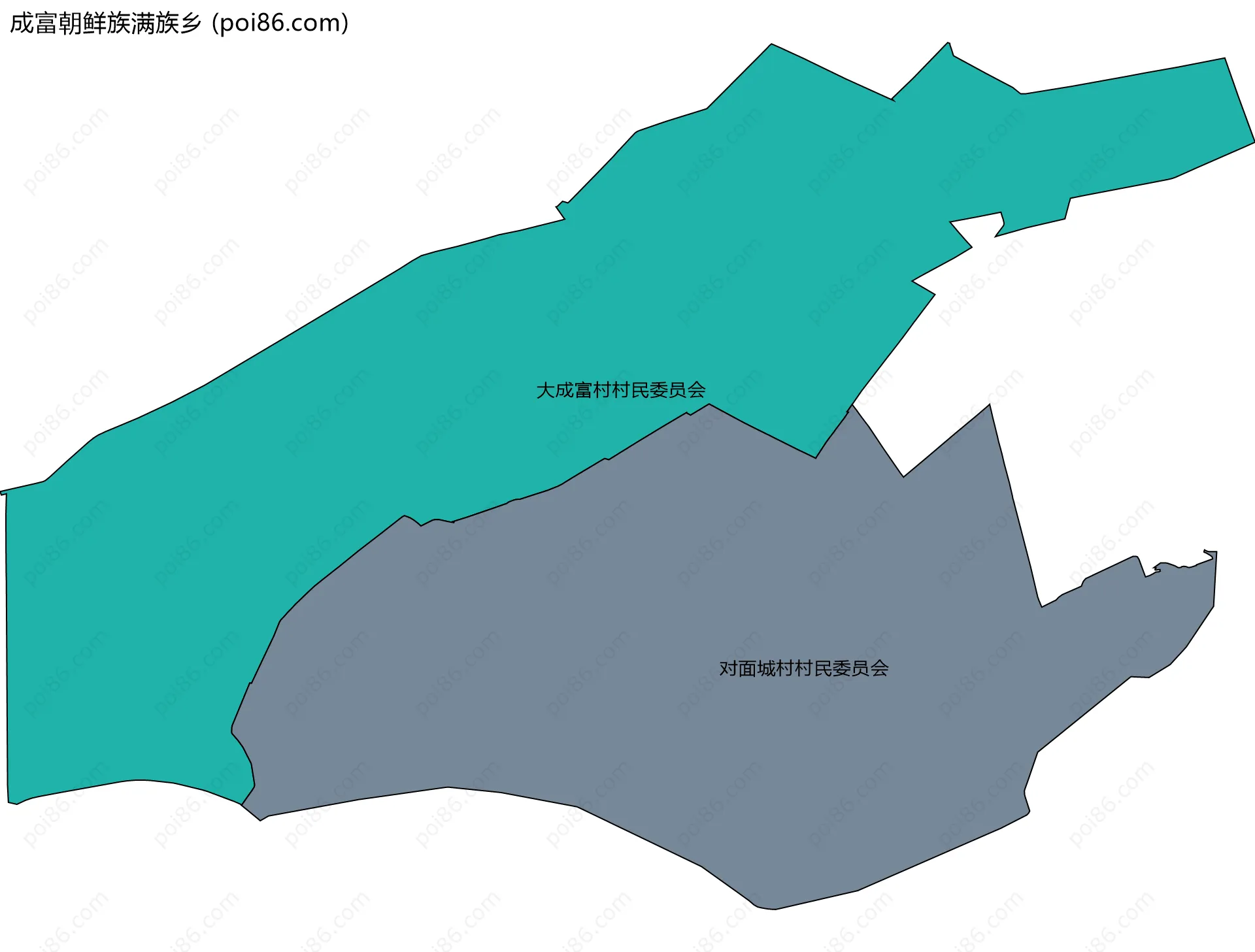 成富朝鲜族满族乡边界地图(五级行政区划)