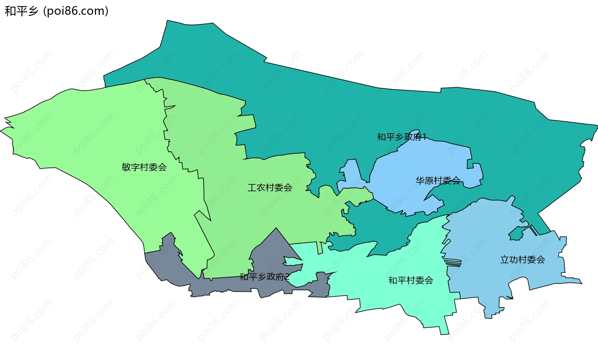 和平乡边界地图(五级行政区划)