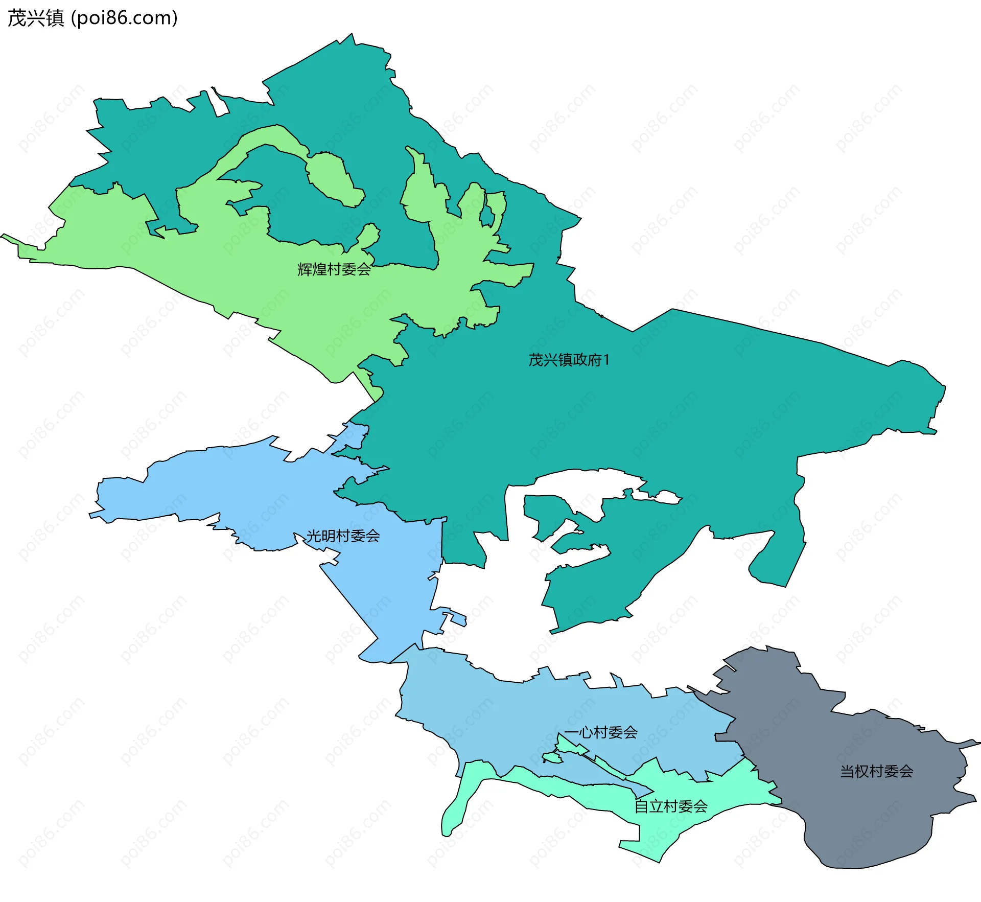 茂兴镇边界地图(五级行政区划)