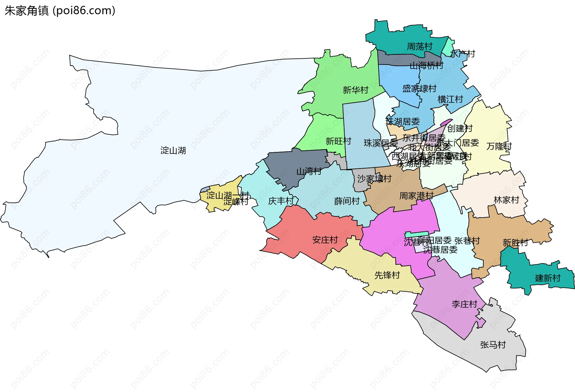 朱家角镇边界地图(五级行政区划)