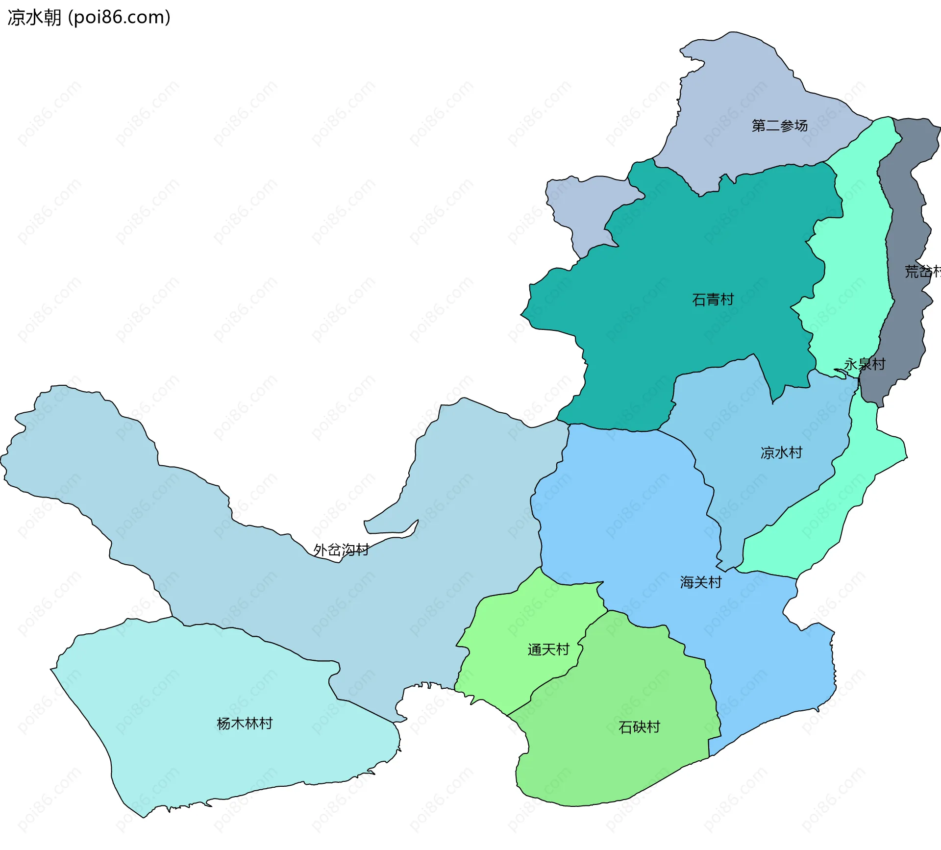 凉水朝边界地图(五级行政区划)