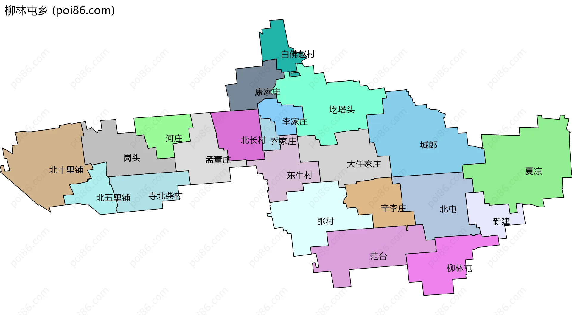 柳林屯乡边界地图(五级行政区划)