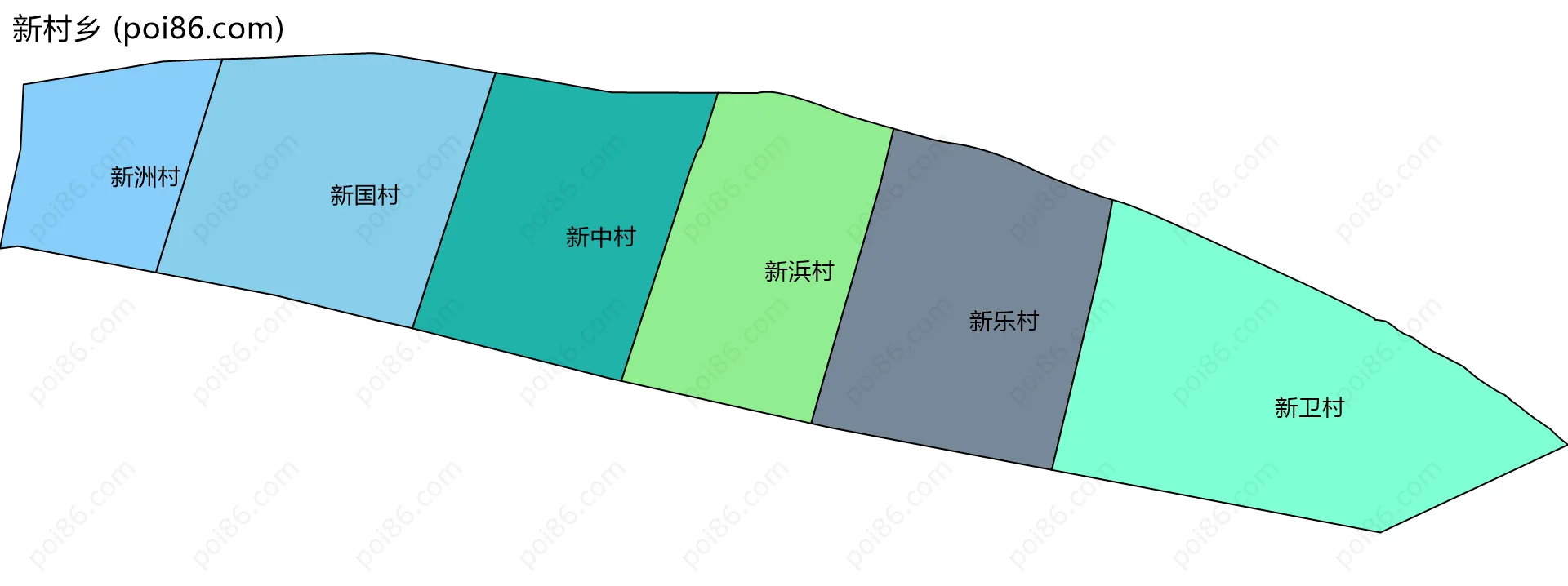 新村乡边界地图(五级行政区划)