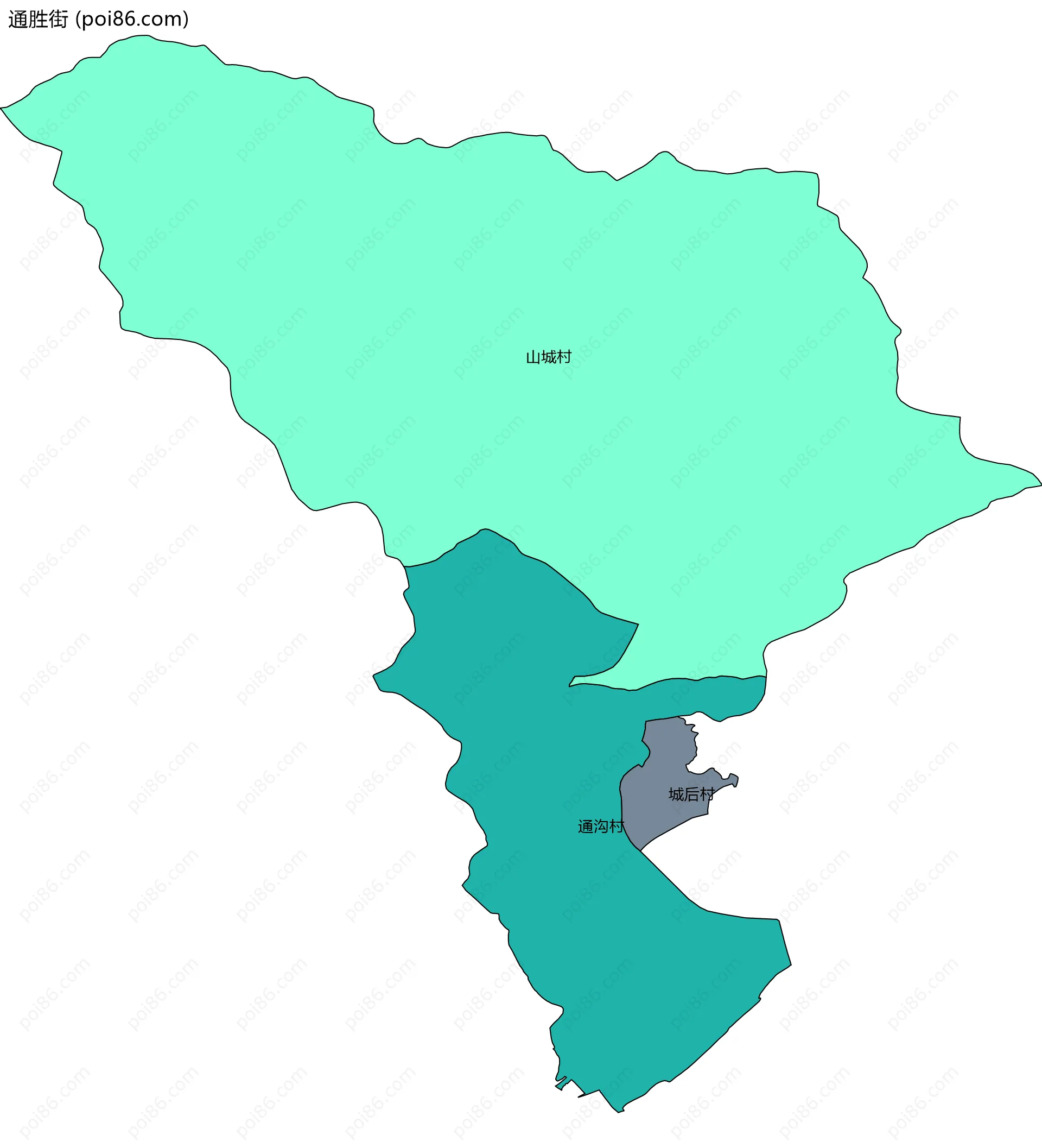 通胜街边界地图(五级行政区划)
