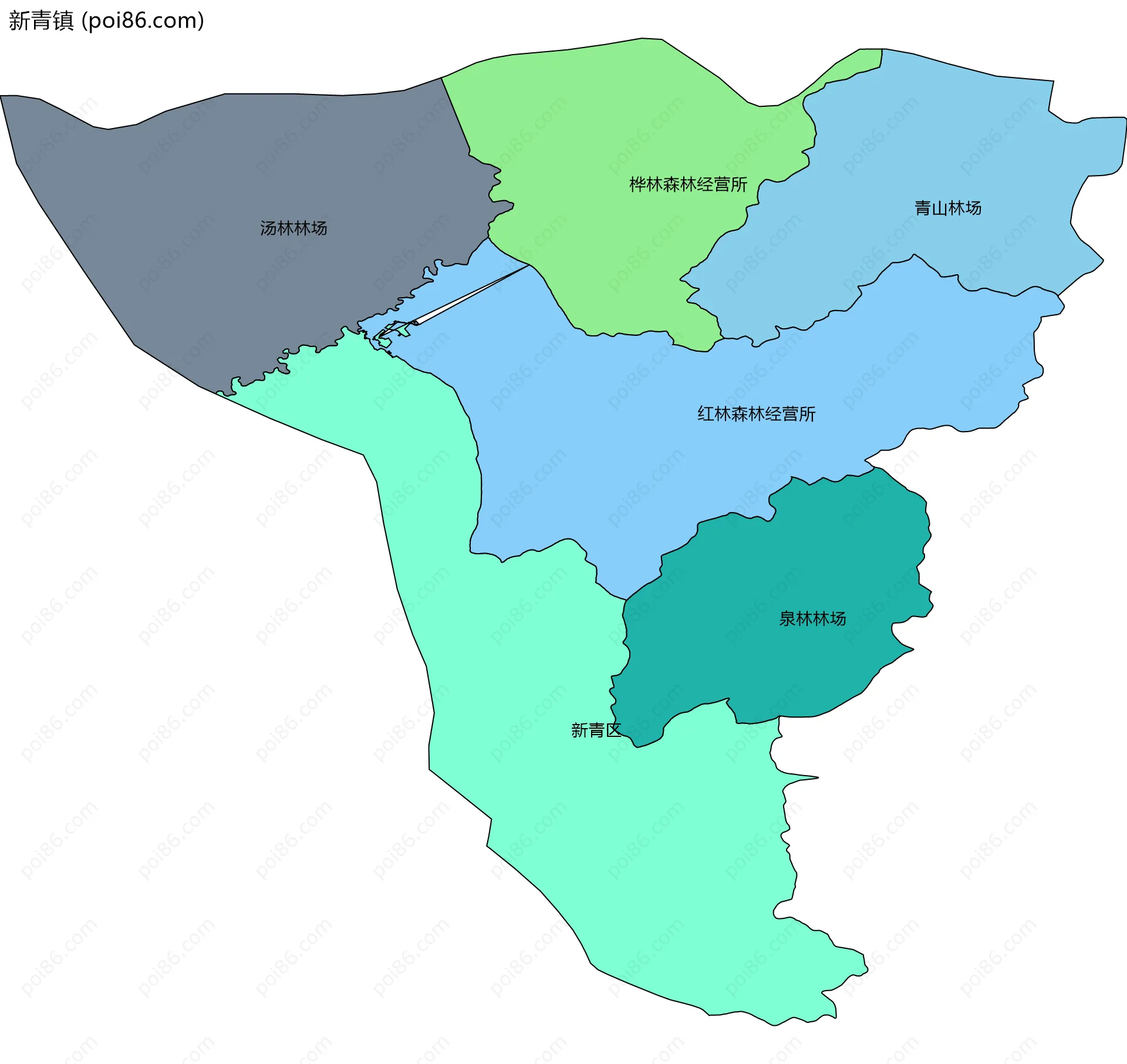 新青镇边界地图(五级行政区划)