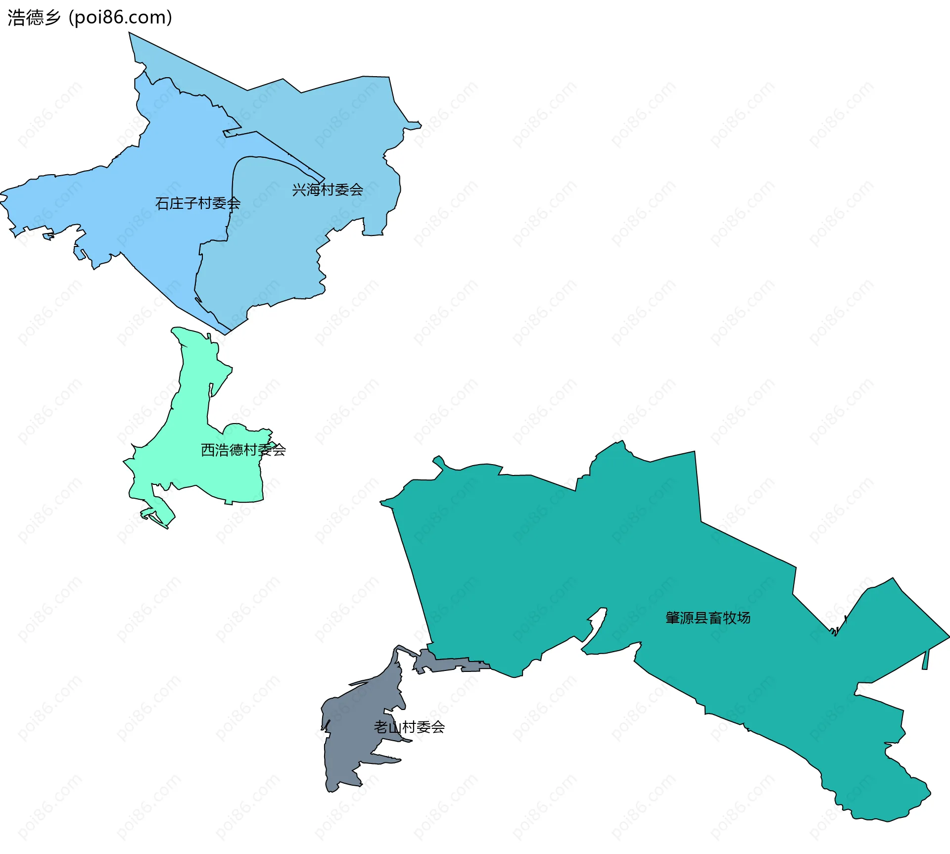 浩德乡边界地图(五级行政区划)