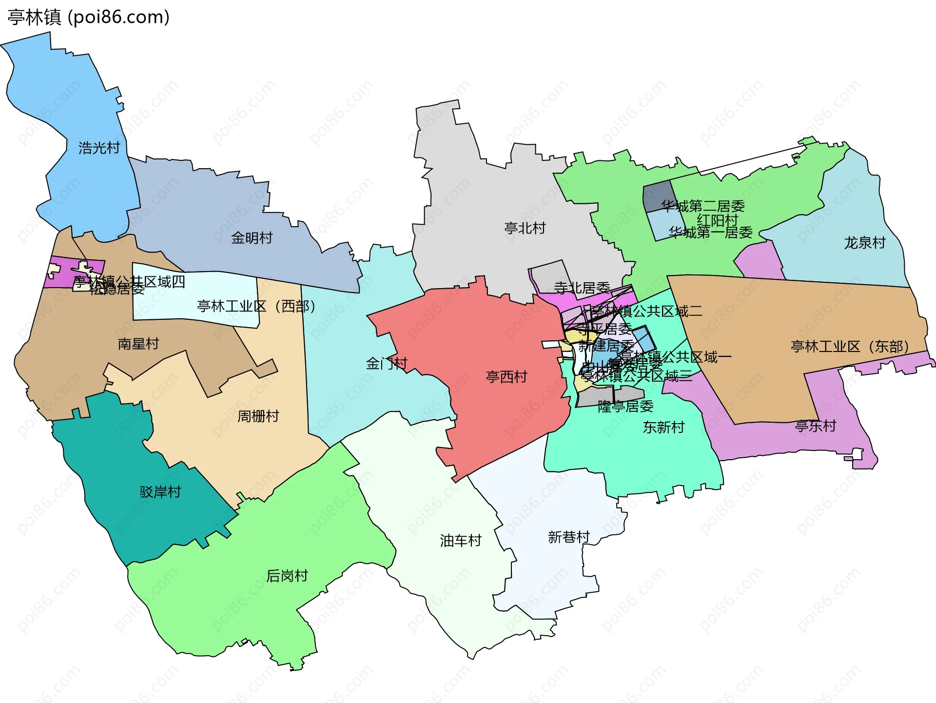 亭林镇边界地图(五级行政区划)