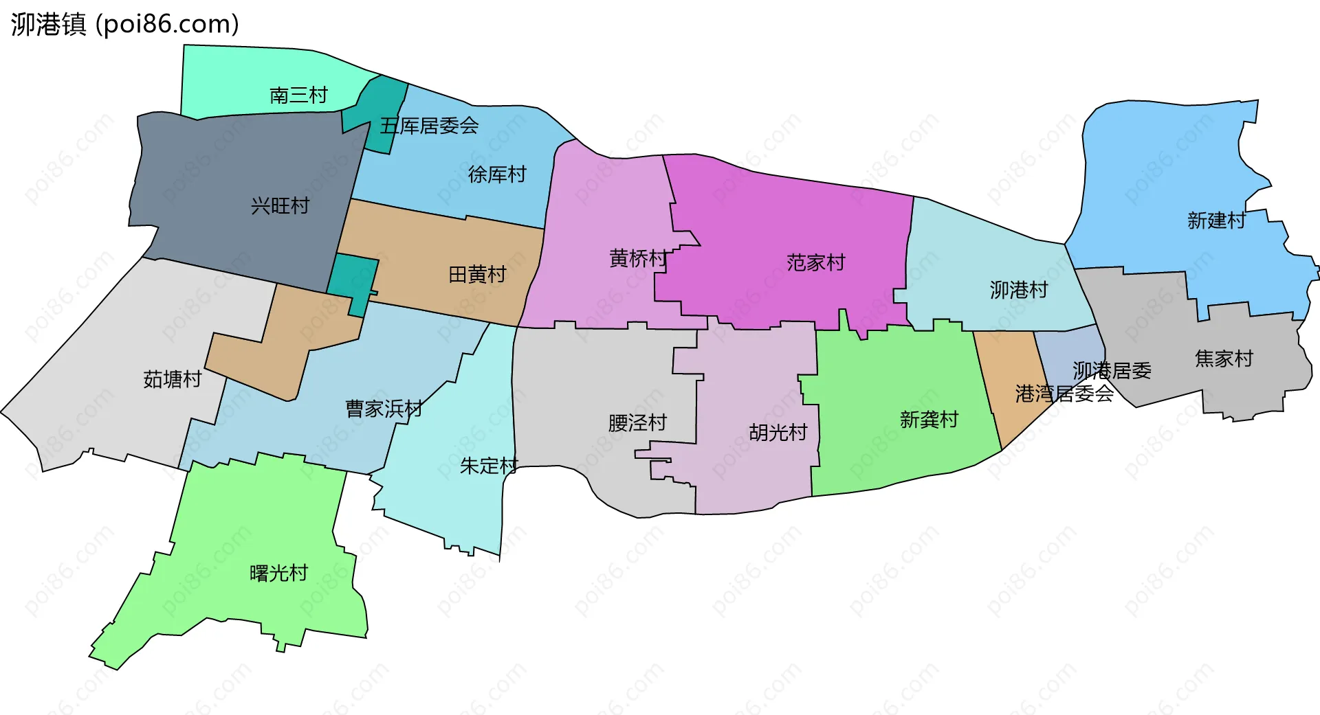 泖港镇边界地图(五级行政区划)