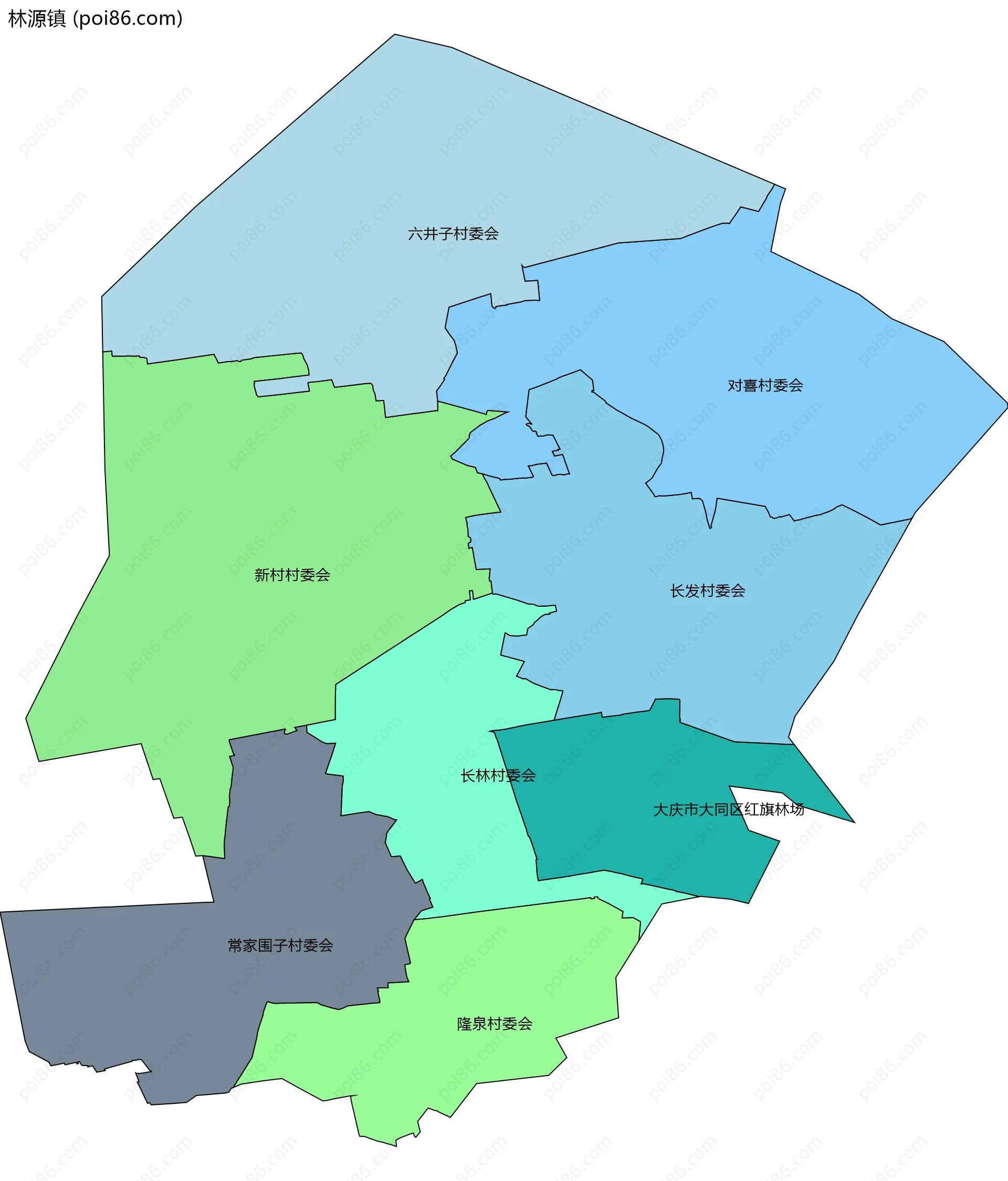 林源镇边界地图(五级行政区划)